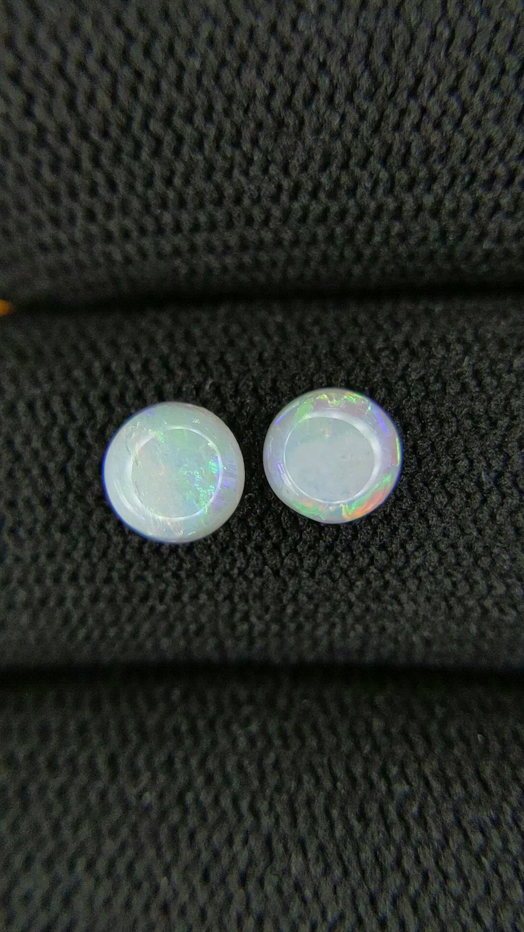 0.86&nbsp;Ct.Tw.Total Carat Weight Multi Color Cabochon Opal Pair from Brazil Size Video