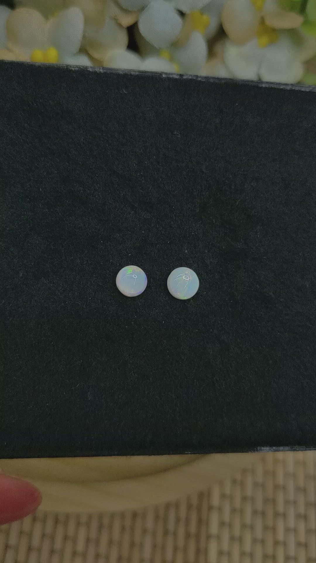 0.86&nbsp;Ct.Tw.Total Carat Weight Multi Color Cabochon Opal Pair from Brazil Size Video