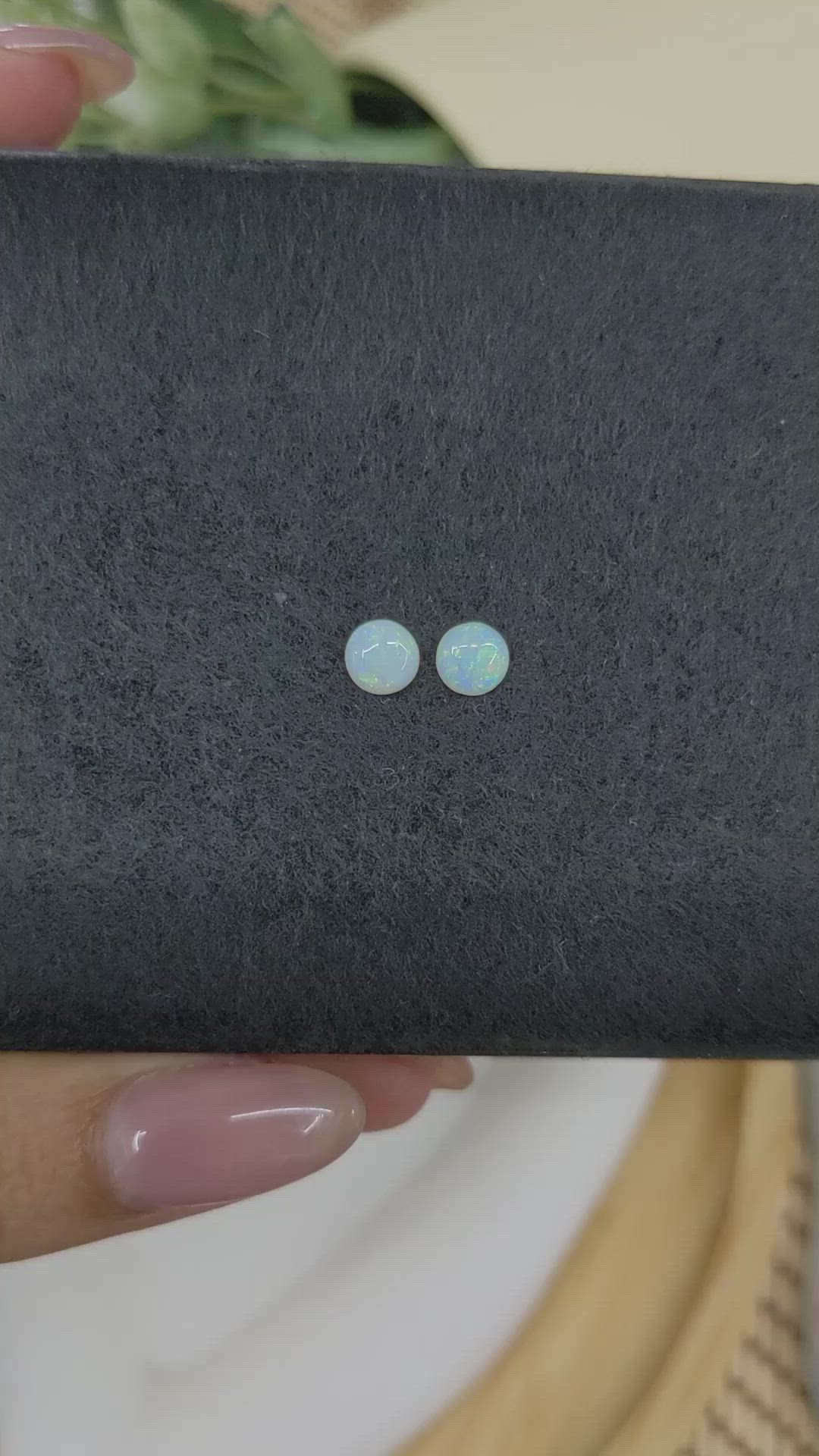 0.73&nbsp;Ct.Tw.Total Carat Weight Multi Color Cabochon Opal Pair from Brazil Size Video