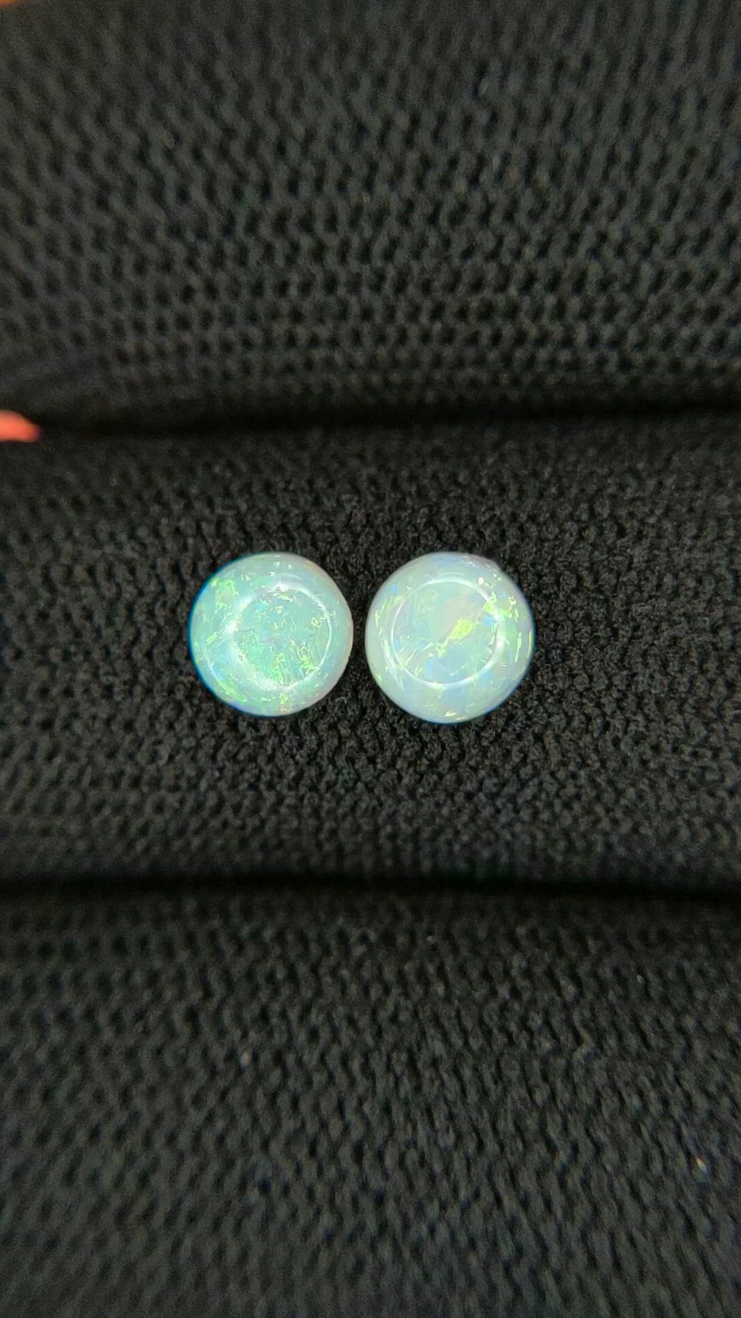 0.73&nbsp;Ct.Tw.Total Carat Weight Multi Color Cabochon Opal Pair from Brazil Size Video
