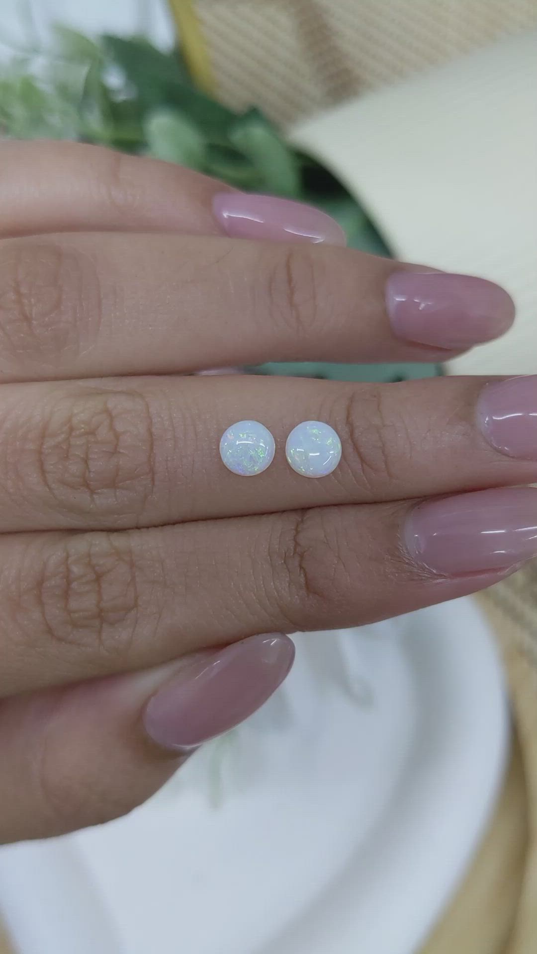 0.73&nbsp;Ct.Tw.Total Carat Weight Multi Color Cabochon Opal Pair from Brazil Size Video