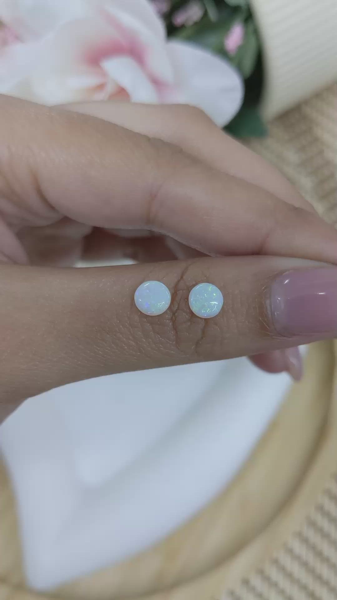 0.73&nbsp;Ct.Tw.Total Carat Weight Multi Color Cabochon Opal Pair from Brazil Size Video