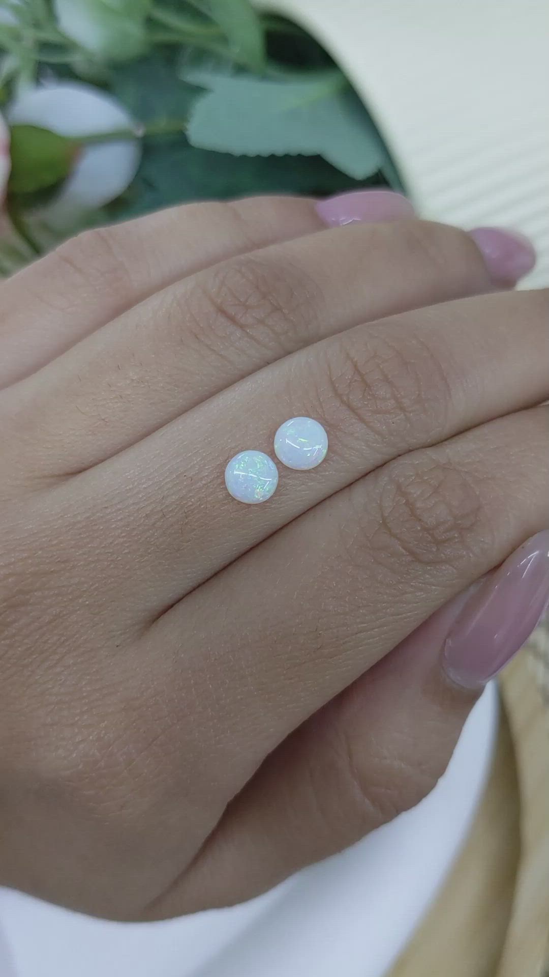 0.73&nbsp;Ct.Tw.Total Carat Weight Multi Color Cabochon Opal Pair from Brazil Size Video