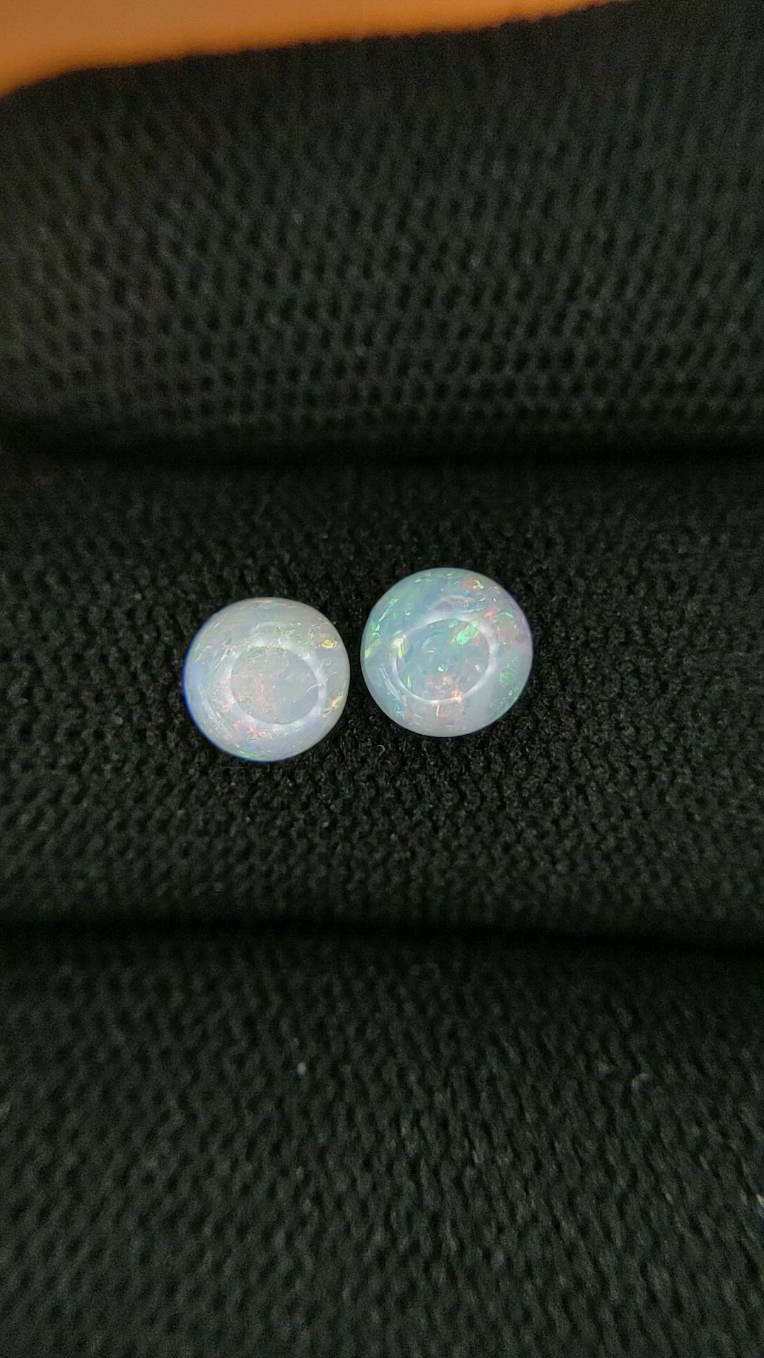 0.73&nbsp;Ct.Tw.Total Carat Weight Multi Color Cabochon Opal Pair from Brazil Size Video