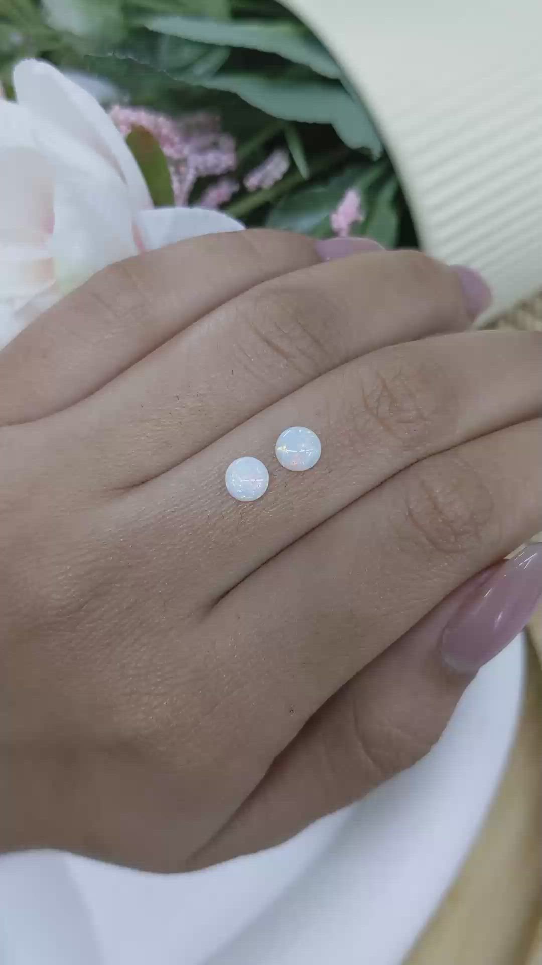 0.73&nbsp;Ct.Tw.Total Carat Weight Multi Color Cabochon Opal Pair from Brazil Size Video