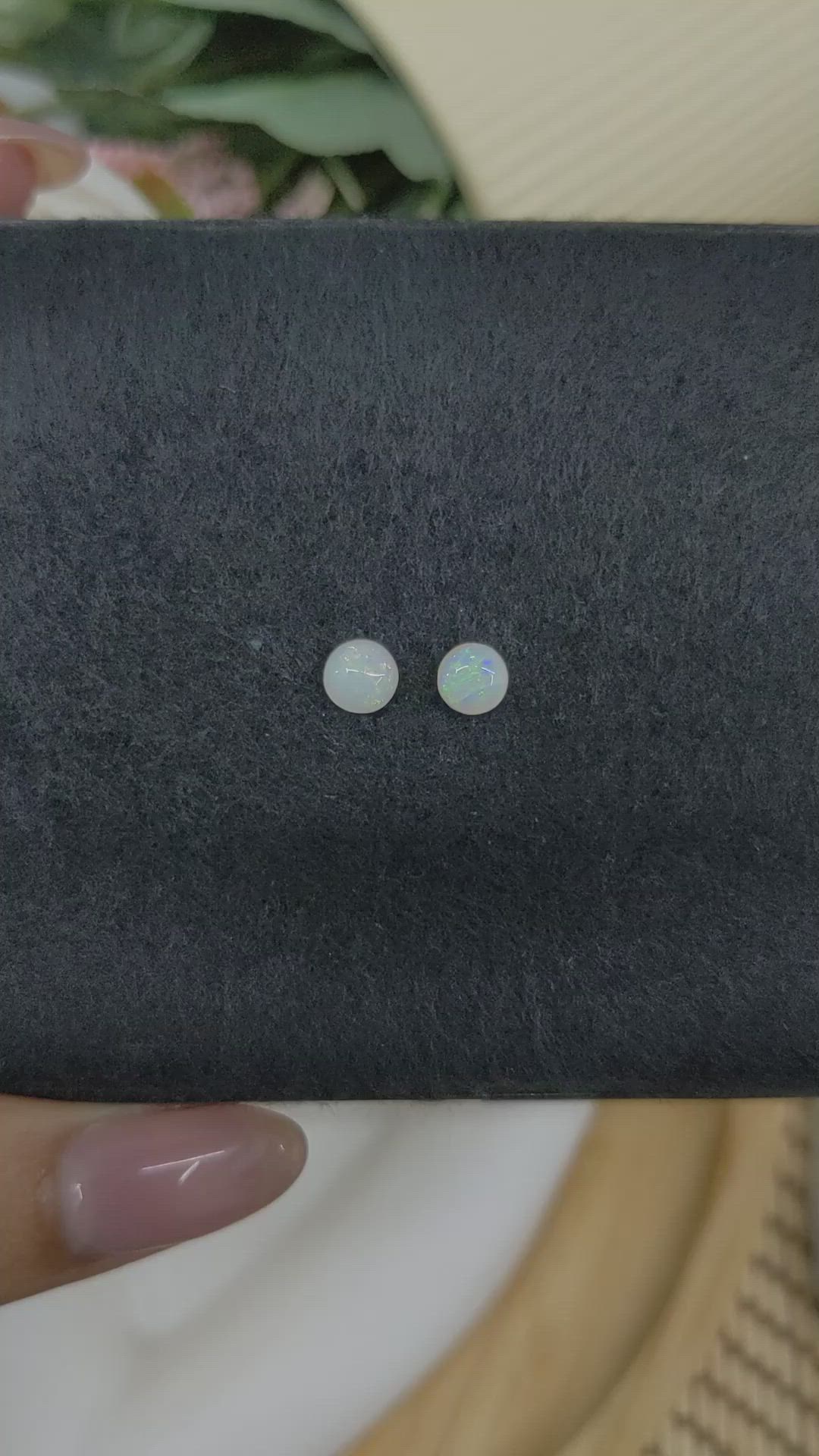 0.90&nbsp;Ct.Tw.Total Carat Weight Multi Color Cabochon Opal Pair from Brazil Size Video