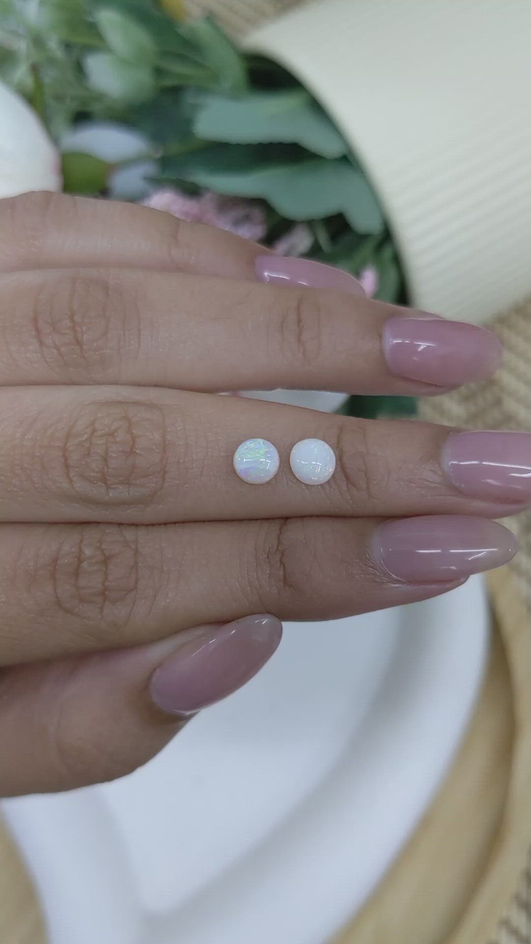 0.90&nbsp;Ct.Tw.Total Carat Weight Multi Color Cabochon Opal Pair from Brazil Size Video
