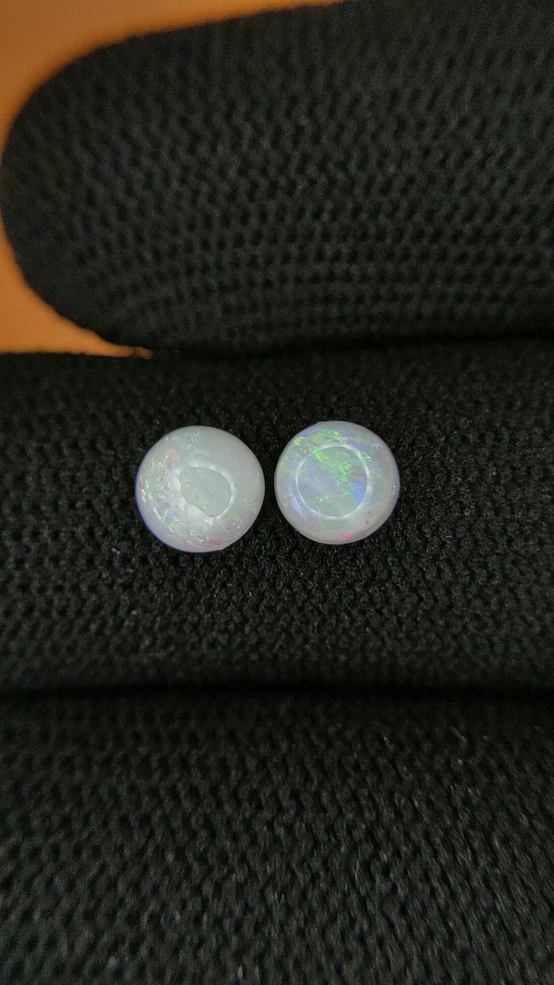 0.90&nbsp;Ct.Tw.Total Carat Weight Multi Color Cabochon Opal Pair from Brazil Size Video