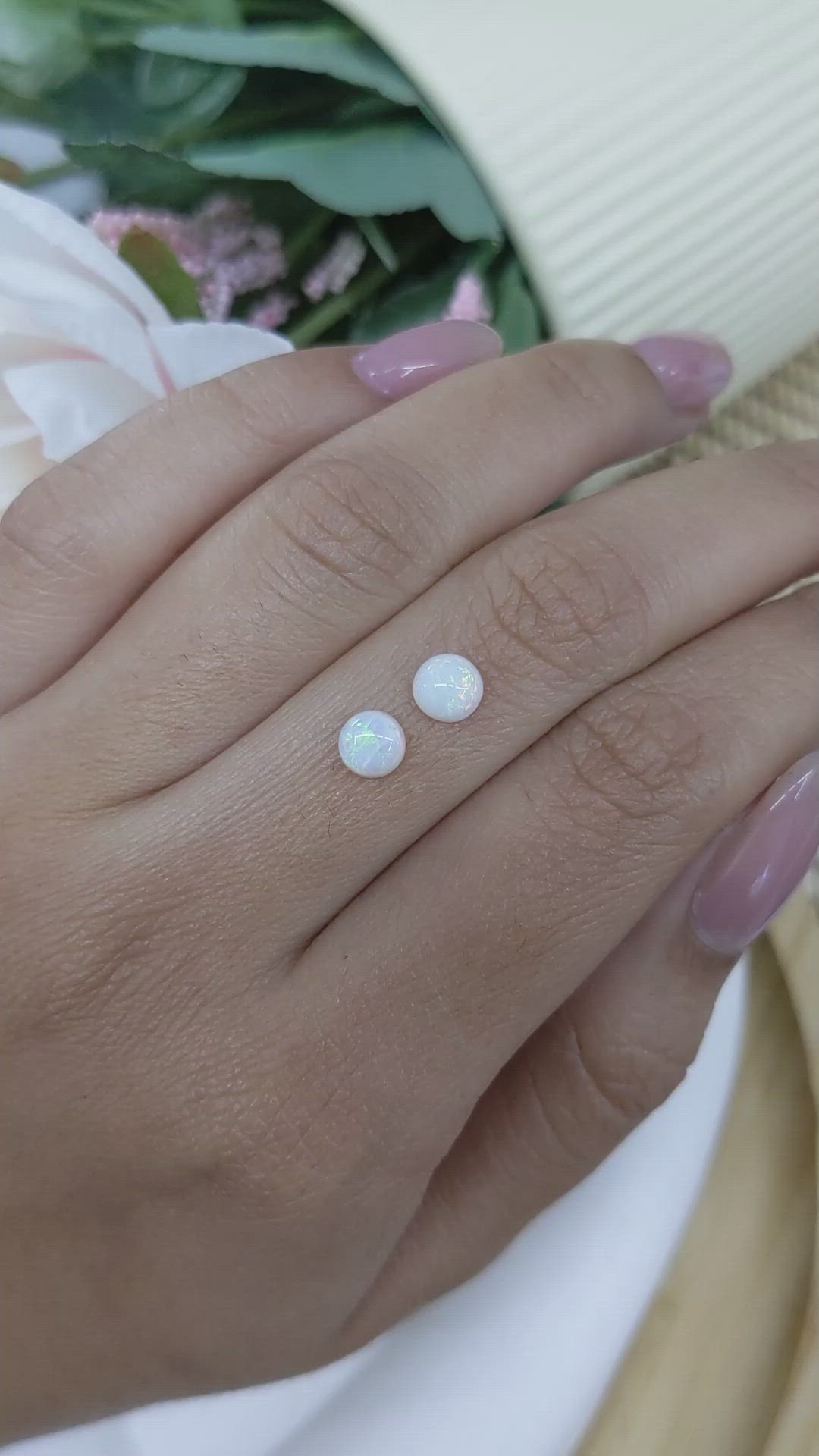 0.90&nbsp;Ct.Tw.Total Carat Weight Multi Color Cabochon Opal Pair from Brazil Size Video