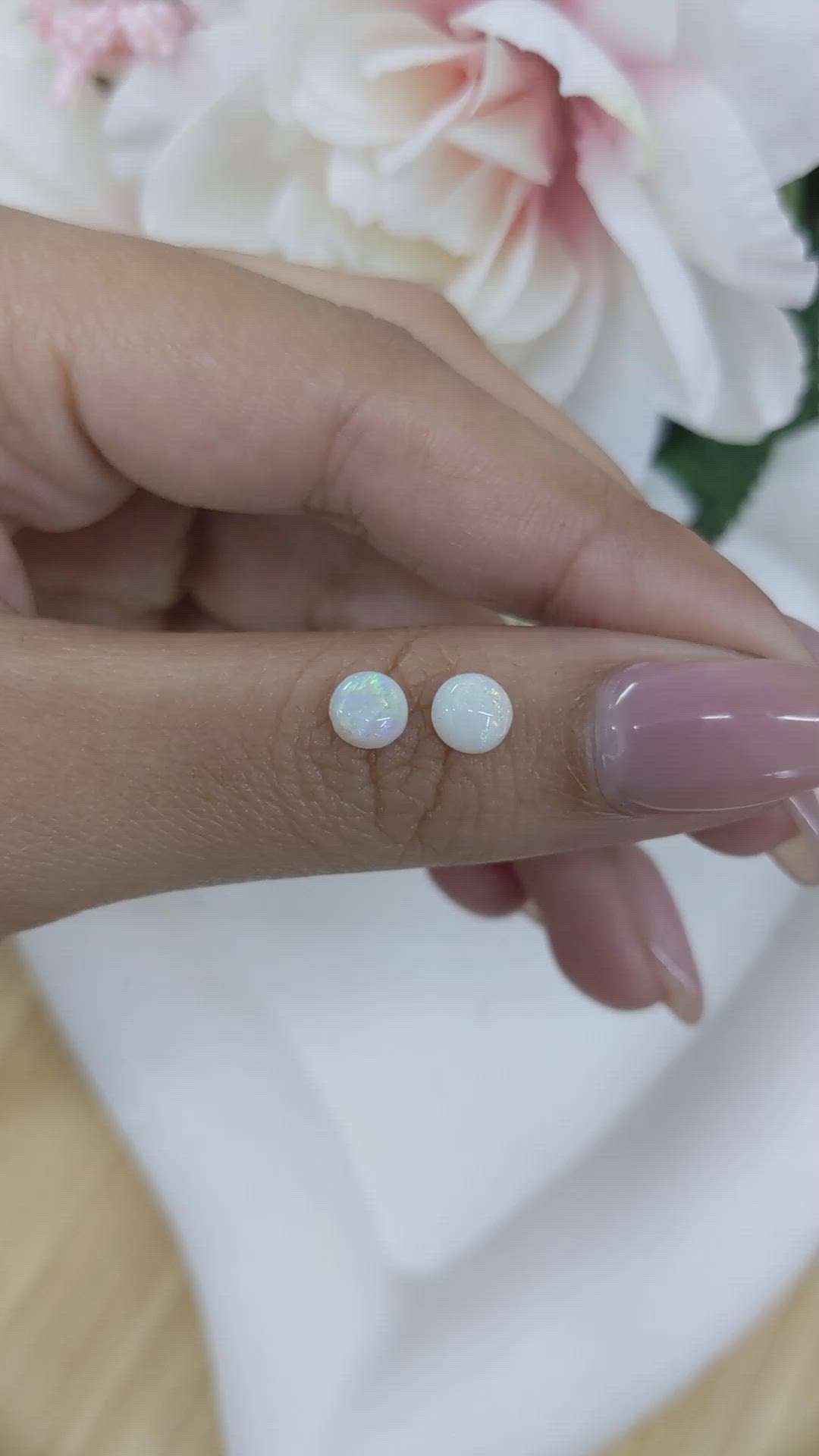 0.90&nbsp;Ct.Tw.Total Carat Weight Multi Color Cabochon Opal Pair from Brazil Size Video