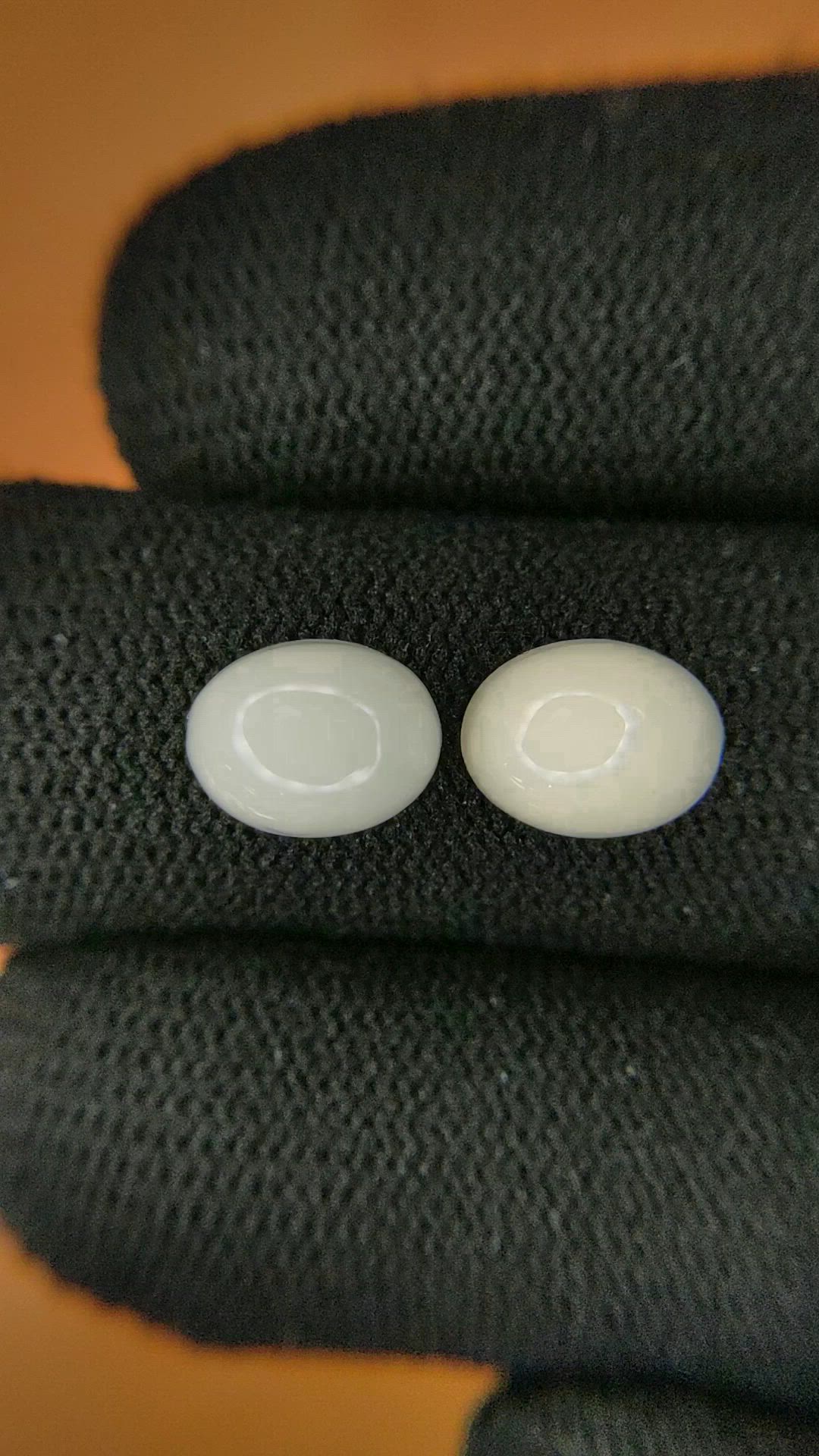 4.98 Ct.Tw.Total Carat Weight Salmon and White Cabochon Coral Pair from Italy Size Video