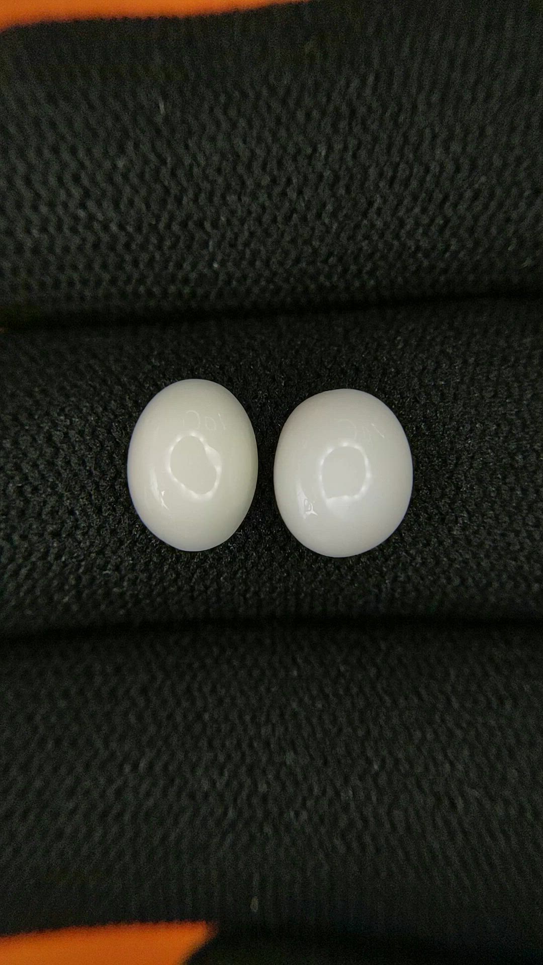 3.38&nbsp;Ct.Tw.Total Carat Weight Salmon and White Cabochon Coral Pair from Italy Size Video