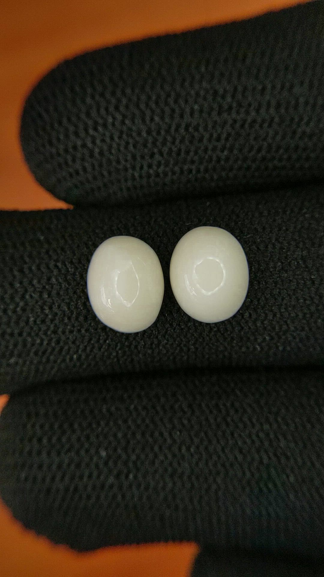 4.12&nbsp;Ct.Tw.Total Carat Weight Salmon and White Cabochon Coral Pair from Italy Size Video