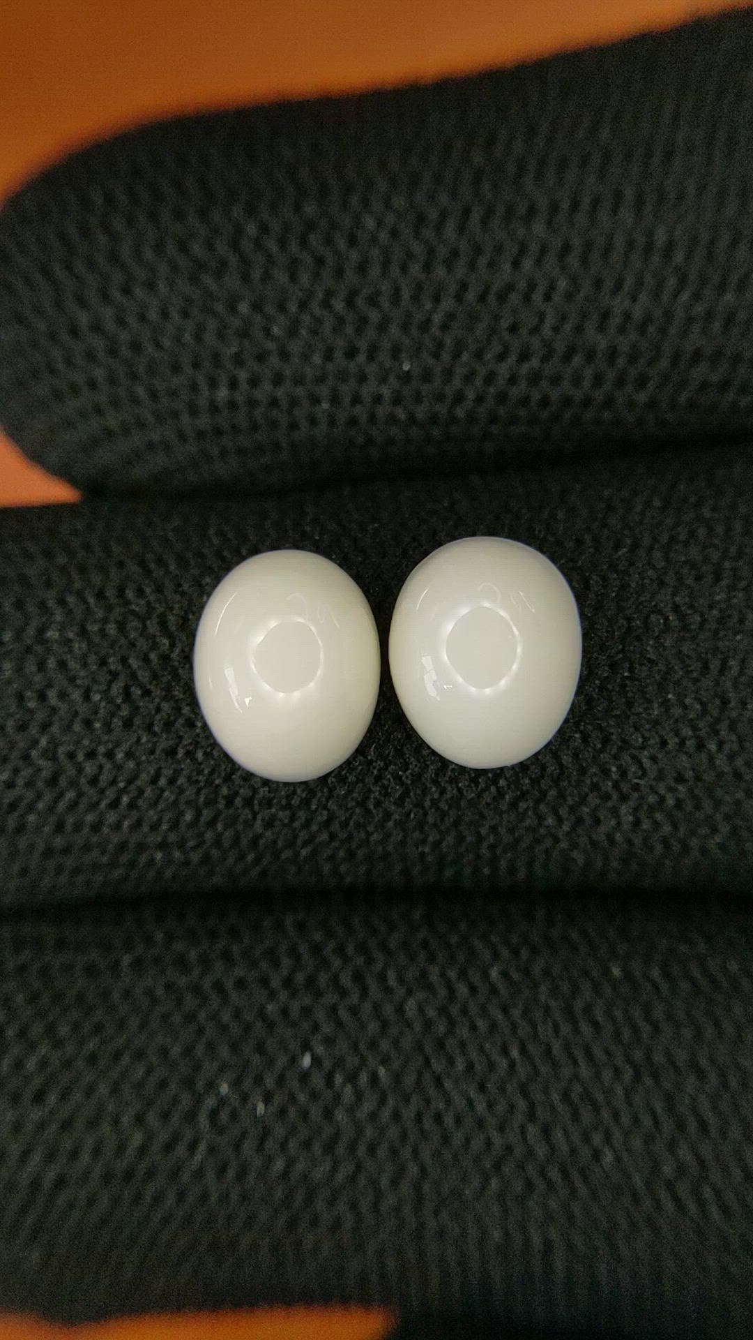 4.68&nbsp;Ct.Tw.Total Carat Weight Salmon and White Cabochon Coral Pair from Italy Size Video