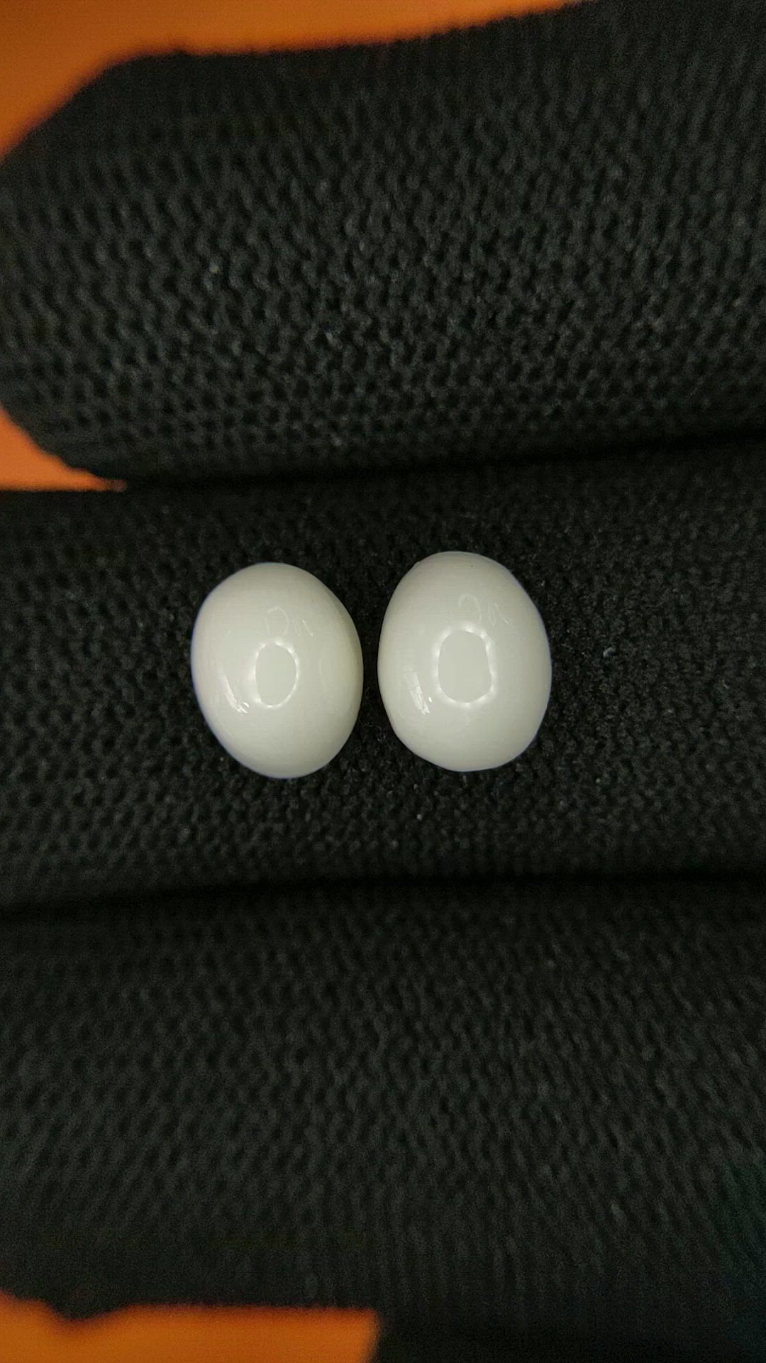 3.35&nbsp;Ct.Tw.Total Carat Weight Salmon and White Cabochon Coral Pair from Italy Size Video