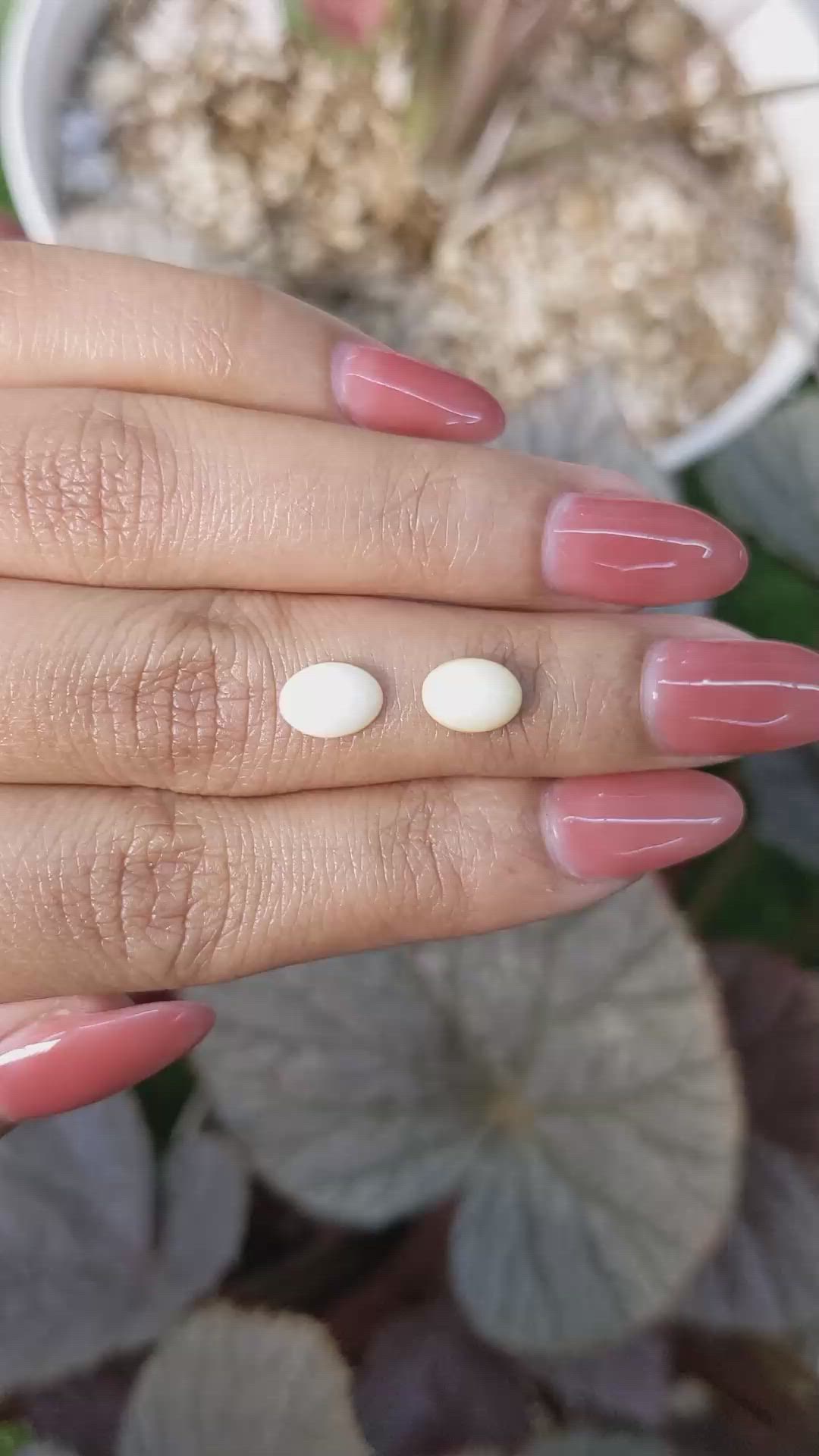 2.37&nbsp;Ct.Tw.Total Carat Weight Salmon and White Cabochon Coral Pair from Italy Size Video