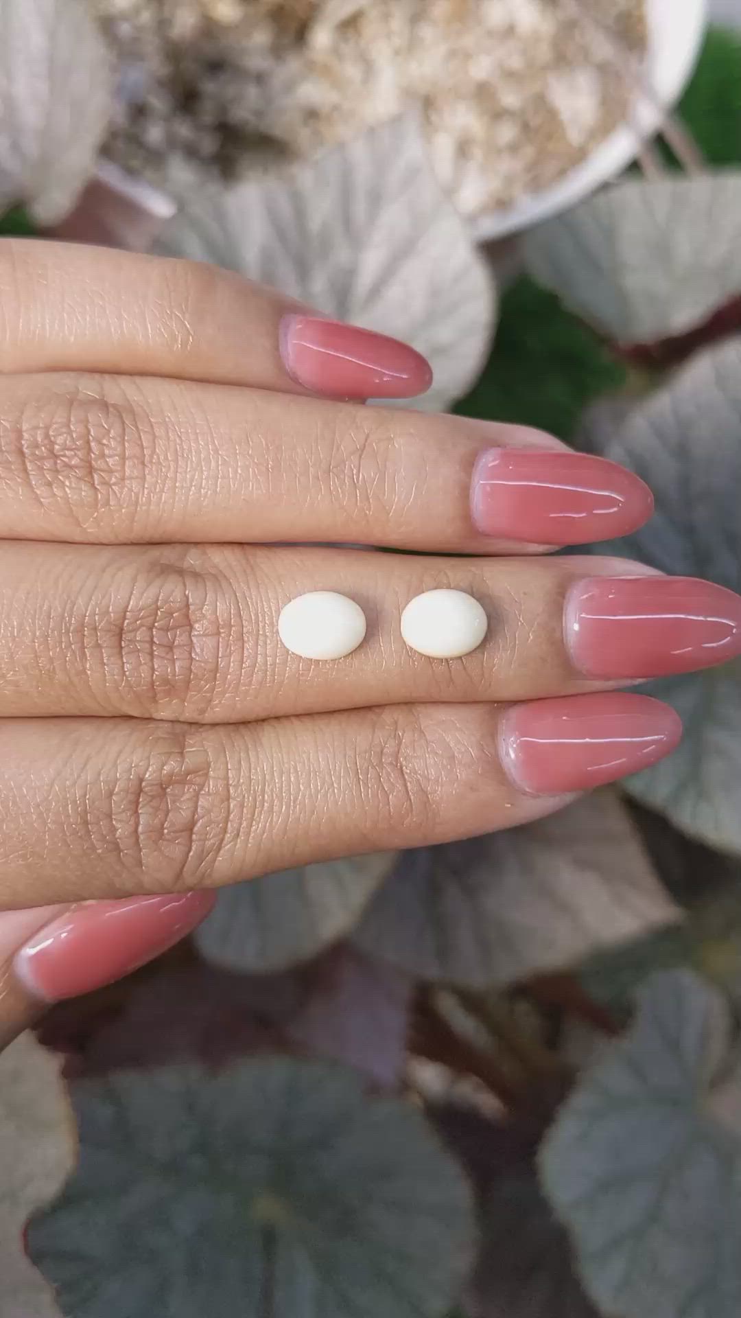 3.32&nbsp;Ct.Tw.Total Carat Weight Salmon and White Cabochon Coral Pair from Italy Size Video