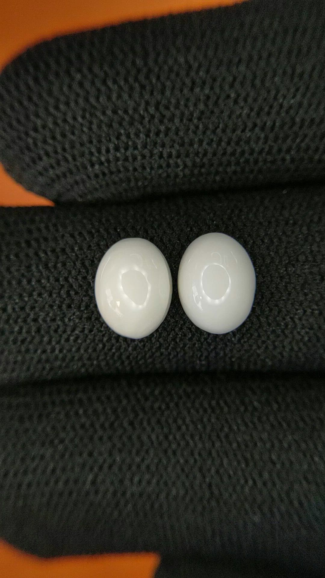2.94&nbsp;Ct.Tw.Total Carat Weight Salmon and White Cabochon Coral Pair from Italy Size Video