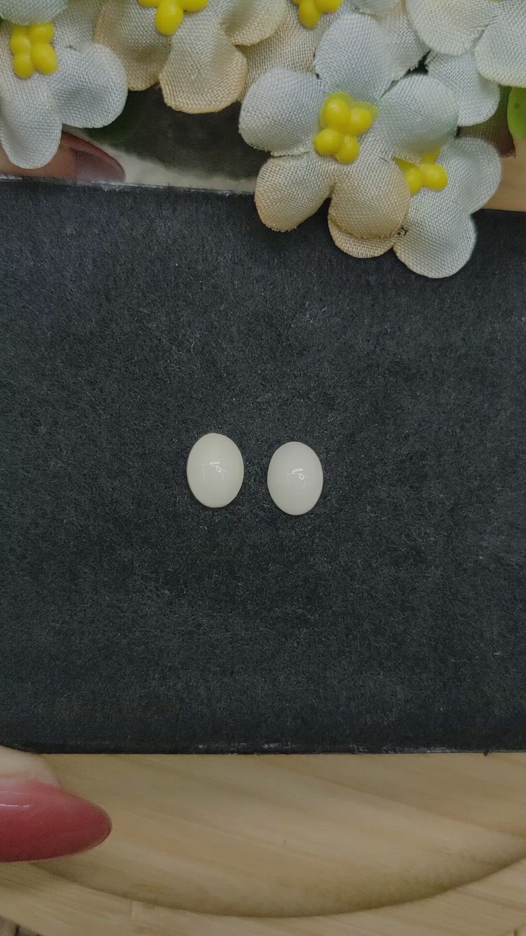 2.94&nbsp;Ct.Tw.Total Carat Weight Salmon and White Cabochon Coral Pair from Italy Size Video