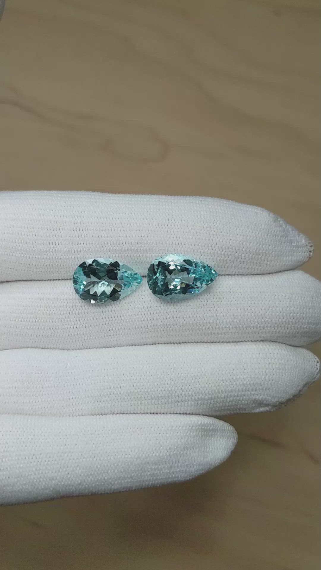 10.23&nbsp;Ct.Tw.Total Carat Weight Blue Aquamarine Pair from Brazil Size Video