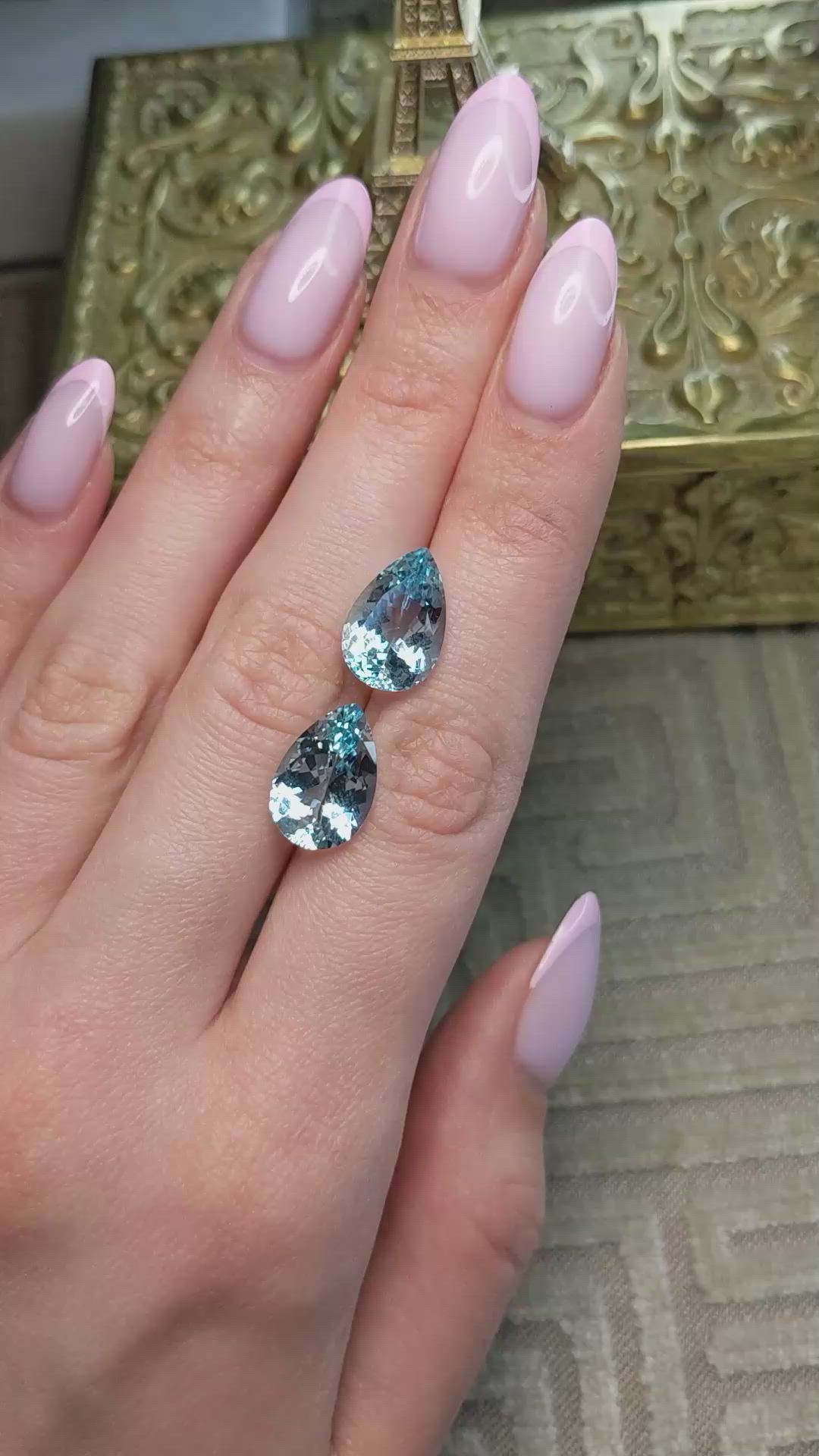 10.23&nbsp;Ct.Tw.Total Carat Weight Blue Aquamarine Pair from Brazil Size Video