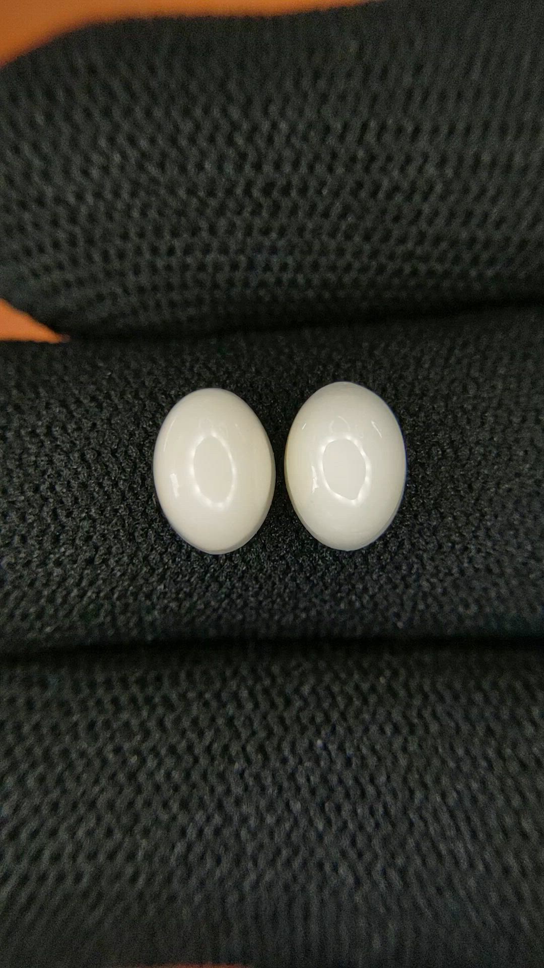 3.26&nbsp;Ct.Tw.Total Carat Weight Salmon and White Cabochon Coral Pair from Italy Size Video