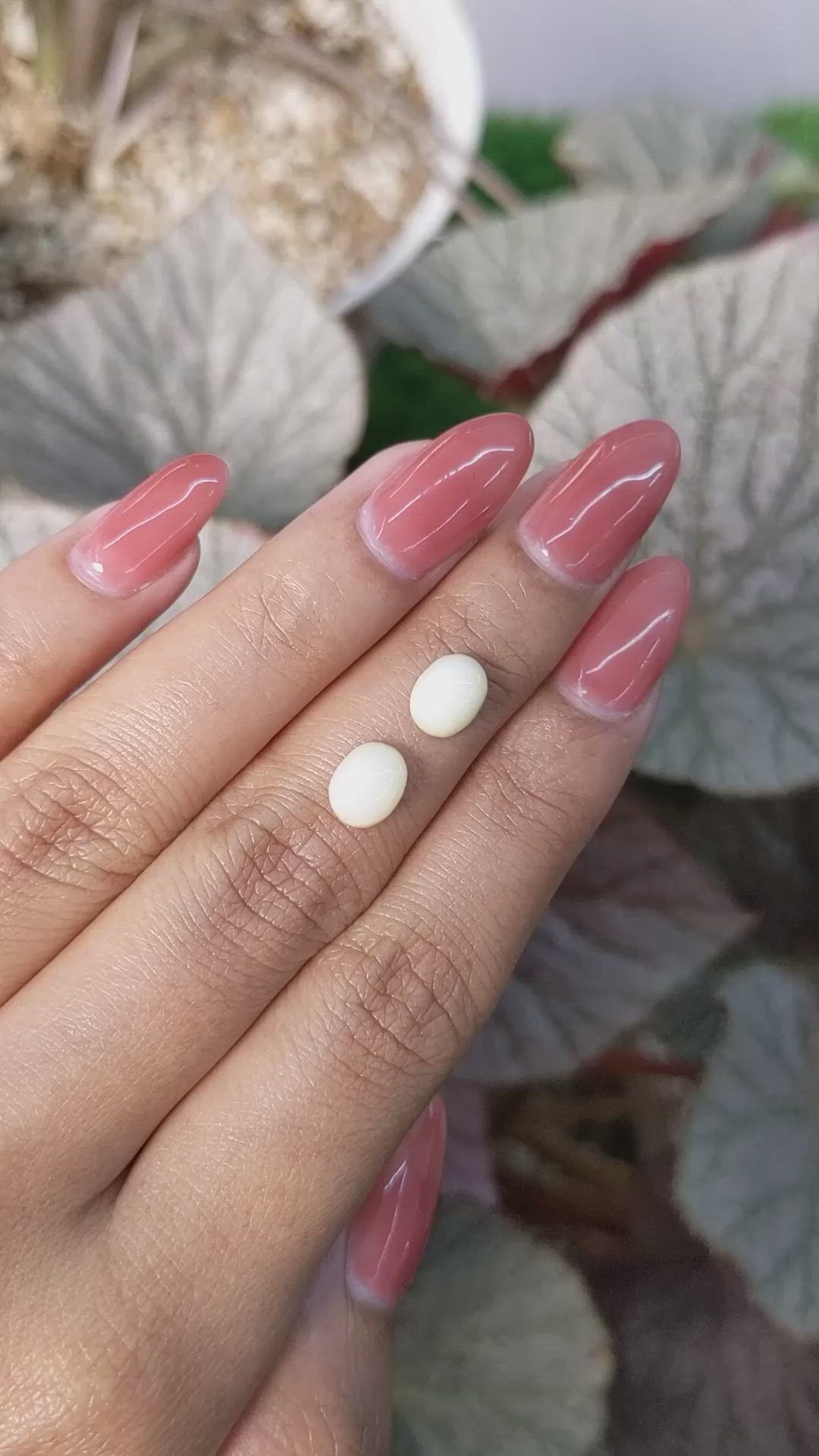 2.77&nbsp;Ct.Tw.Total Carat Weight Salmon and White Cabochon Coral Pair from Italy Size Video