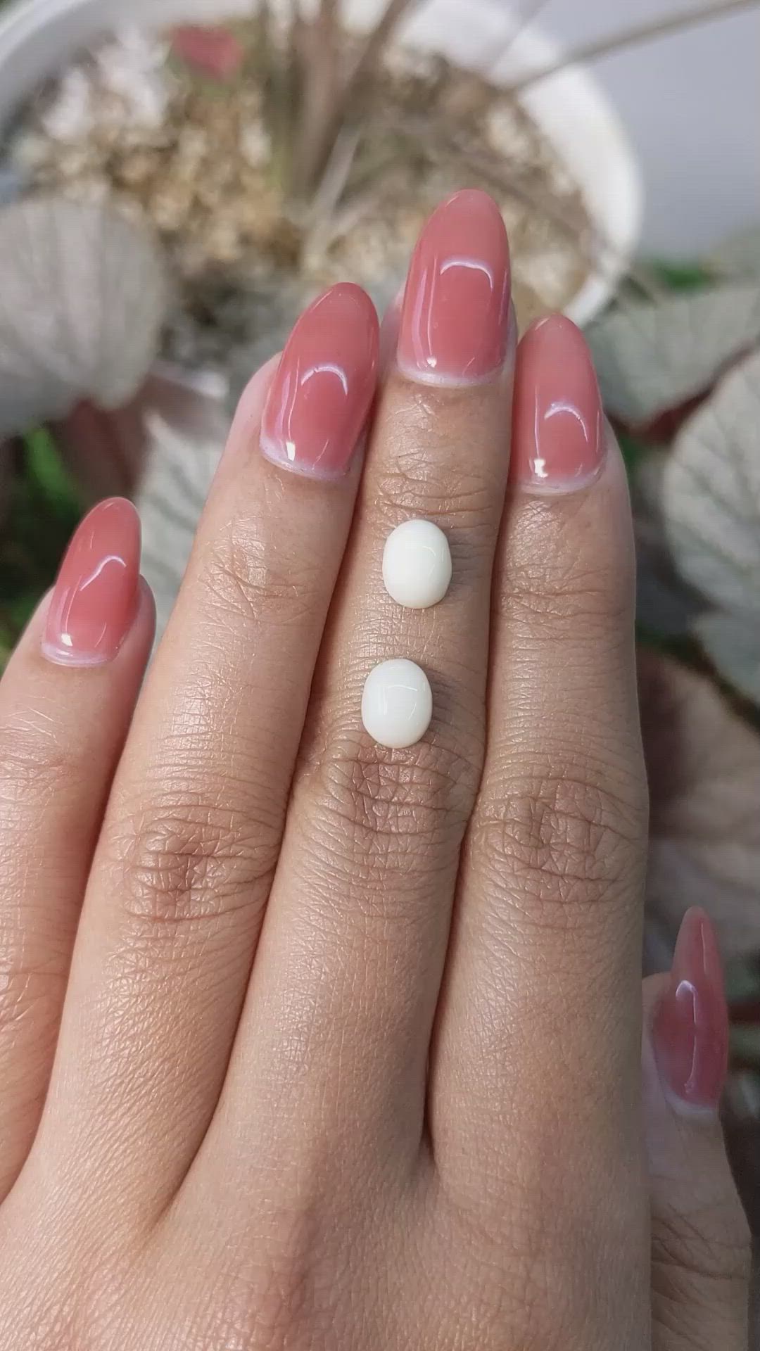 2.77&nbsp;Ct.Tw.Total Carat Weight Salmon and White Cabochon Coral Pair from Italy Size Video