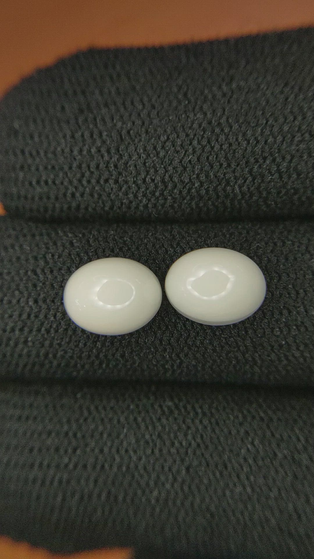 4.75 Ct.Tw.Total Carat Weight Salmon and White Cabochon Coral Pair from Italy Size Video