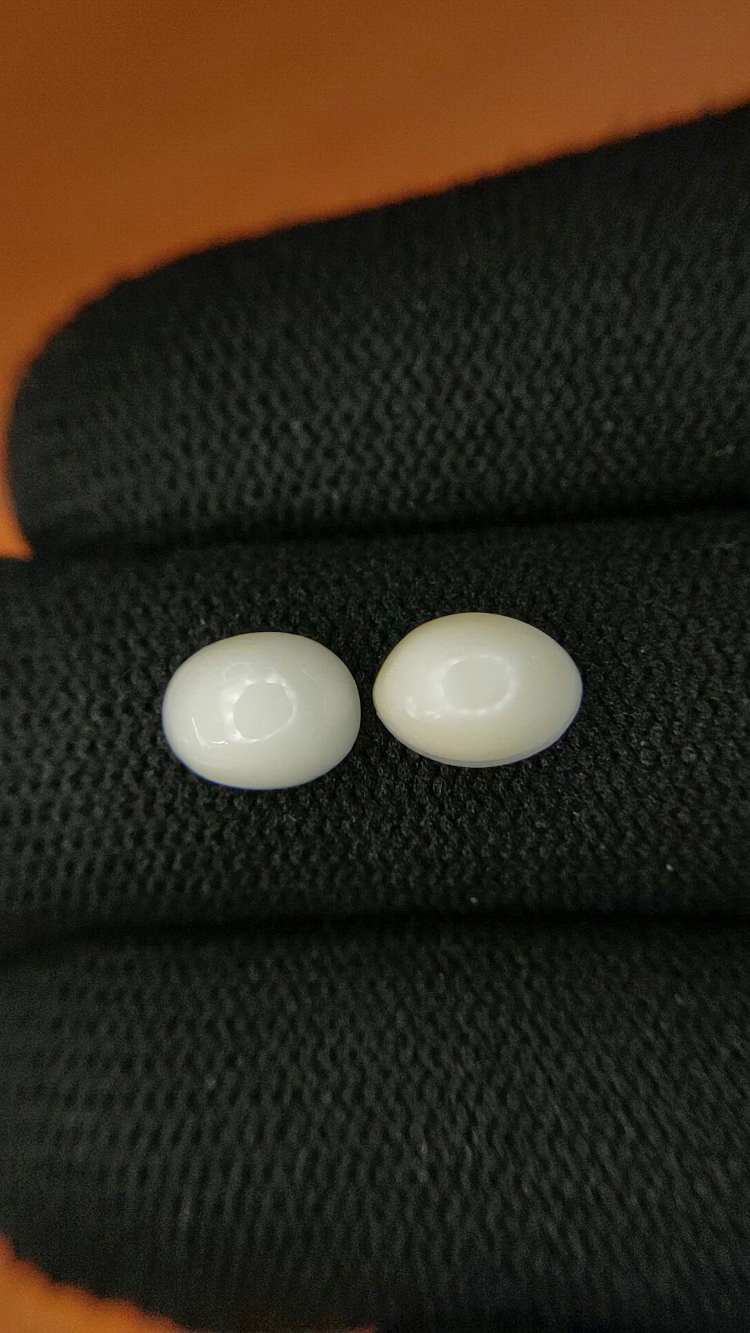 3.00 Ct.Tw.Total Carat Weight Salmon and White Cabochon Coral Pair from Italy Size Video