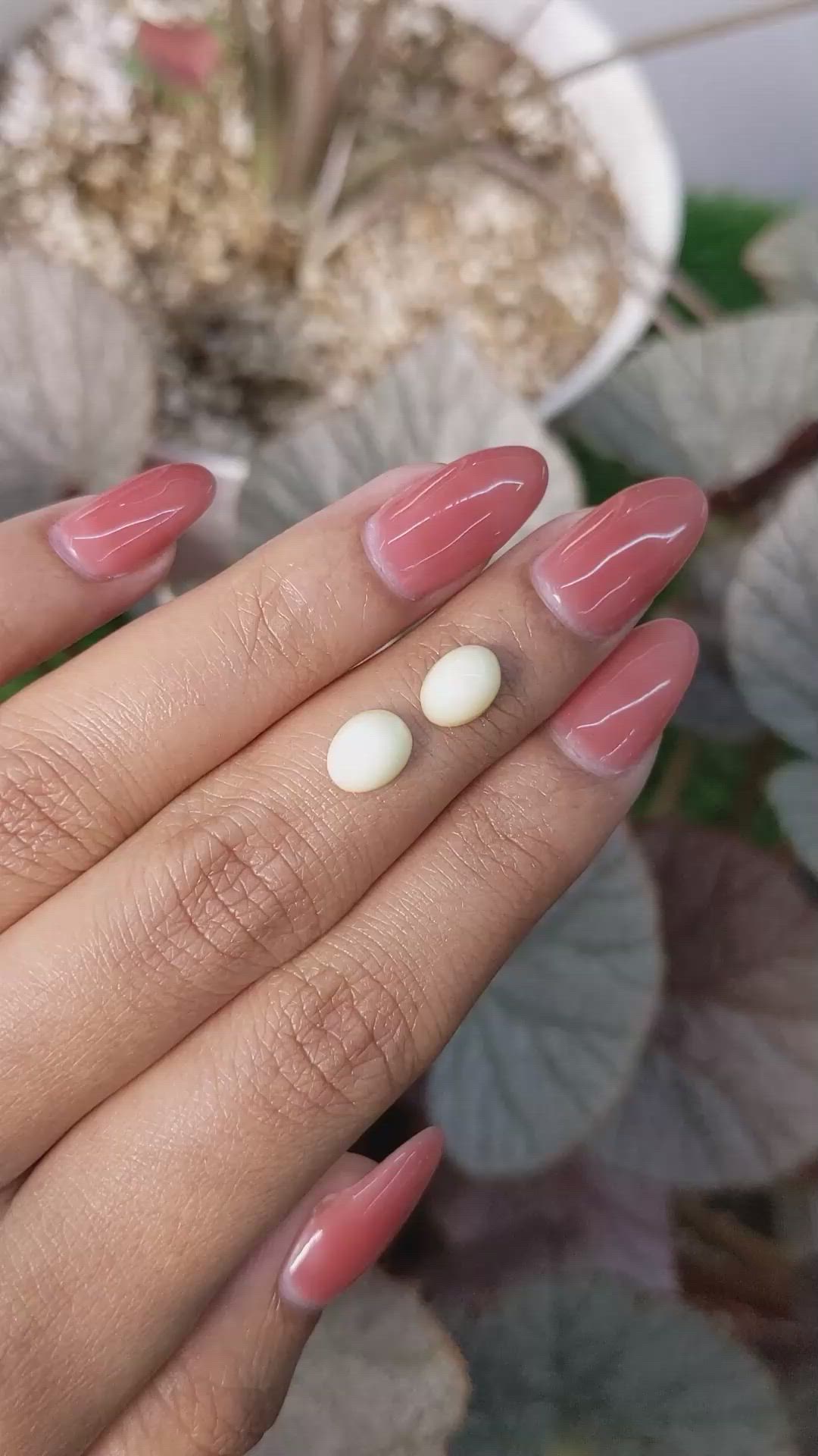 3.00 Ct.Tw.Total Carat Weight Salmon and White Cabochon Coral Pair from Italy Size Video