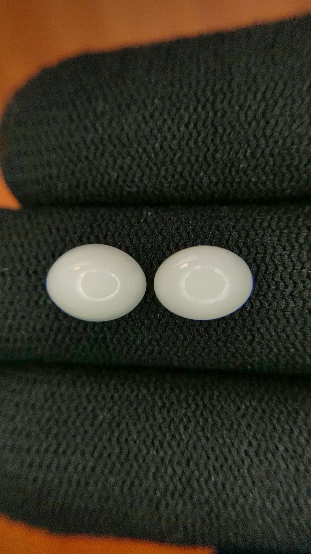 4.20 Ct.Tw.Total Carat Weight Salmon and White Cabochon Coral Pair from Italy Size Video