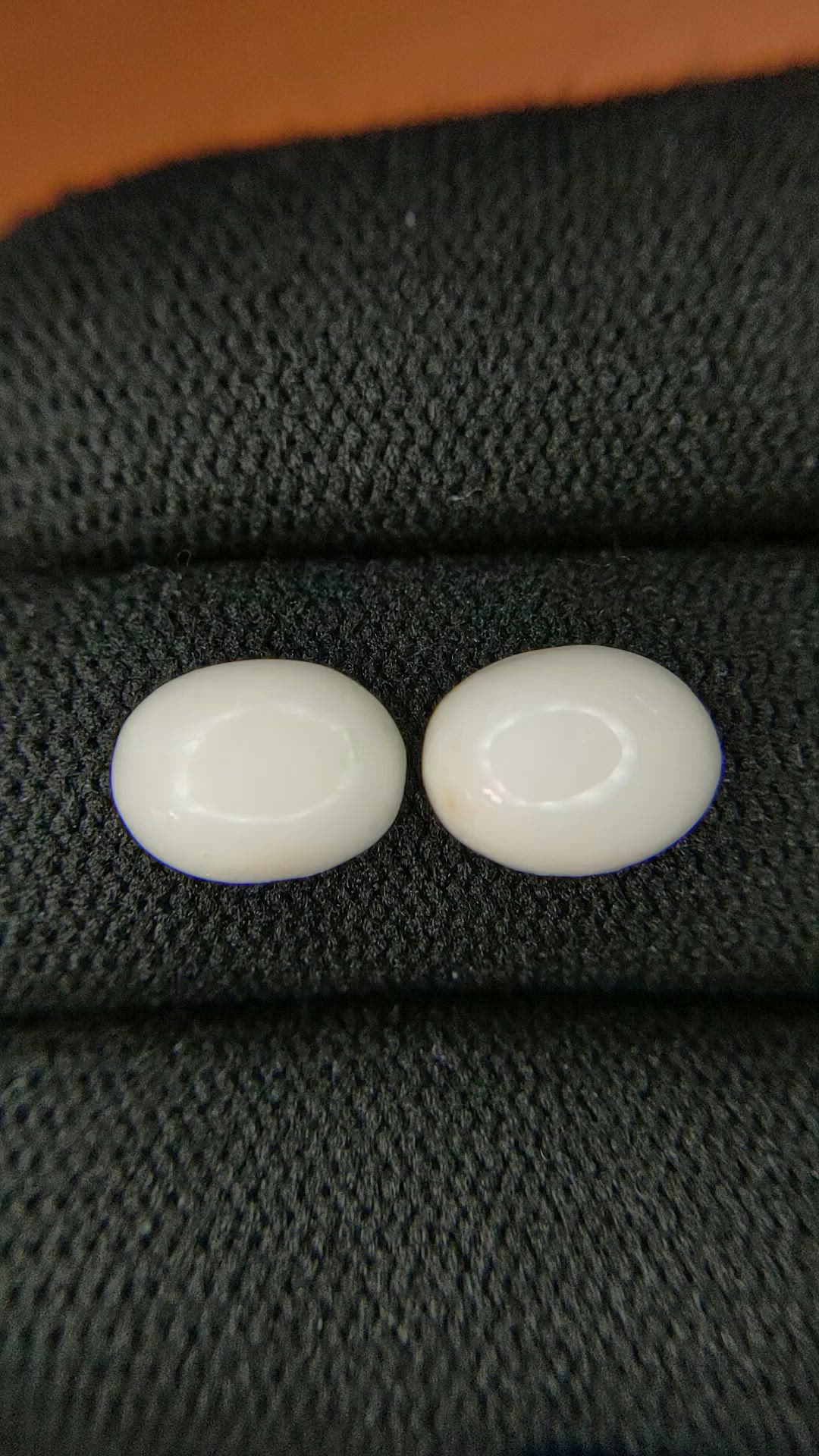 3.94 Ct.Tw.Total Carat Weight Salmon and White Cabochon Coral Pair from Italy Size Video