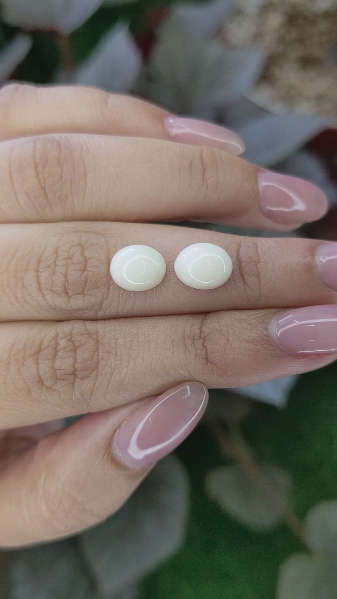 4.52 Ct.Tw.Total Carat Weight Salmon and White Cabochon Coral Pair from Italy Size Video