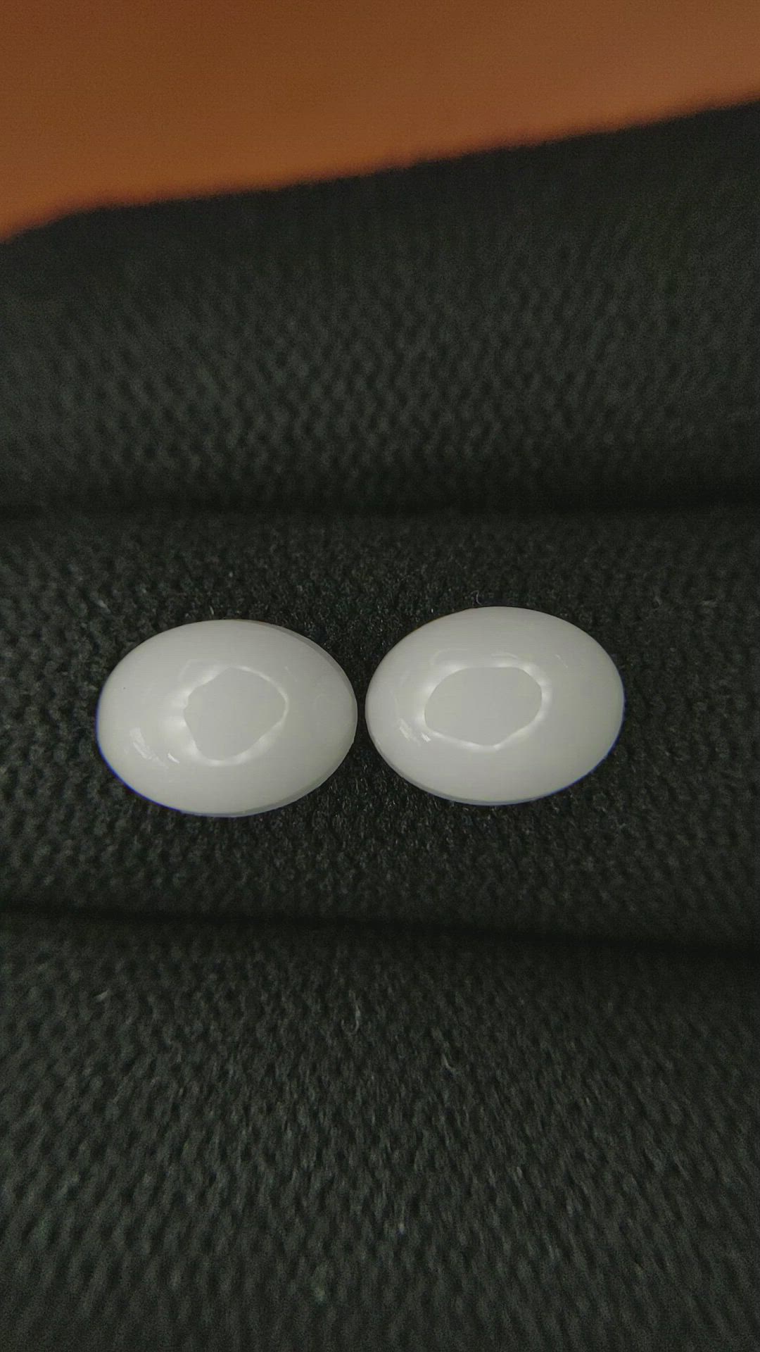 4.08 Ct.Tw.Total Carat Weight Salmon and White Cabochon Coral Pair from Italy Size Video
