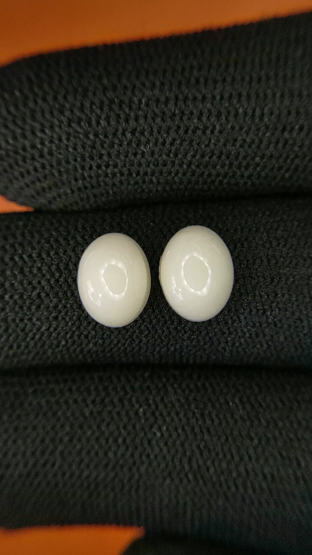 4.03&nbsp;Ct.Tw.Total Carat Weight Salmon and White Cabochon Coral Pair from Italy Size Video