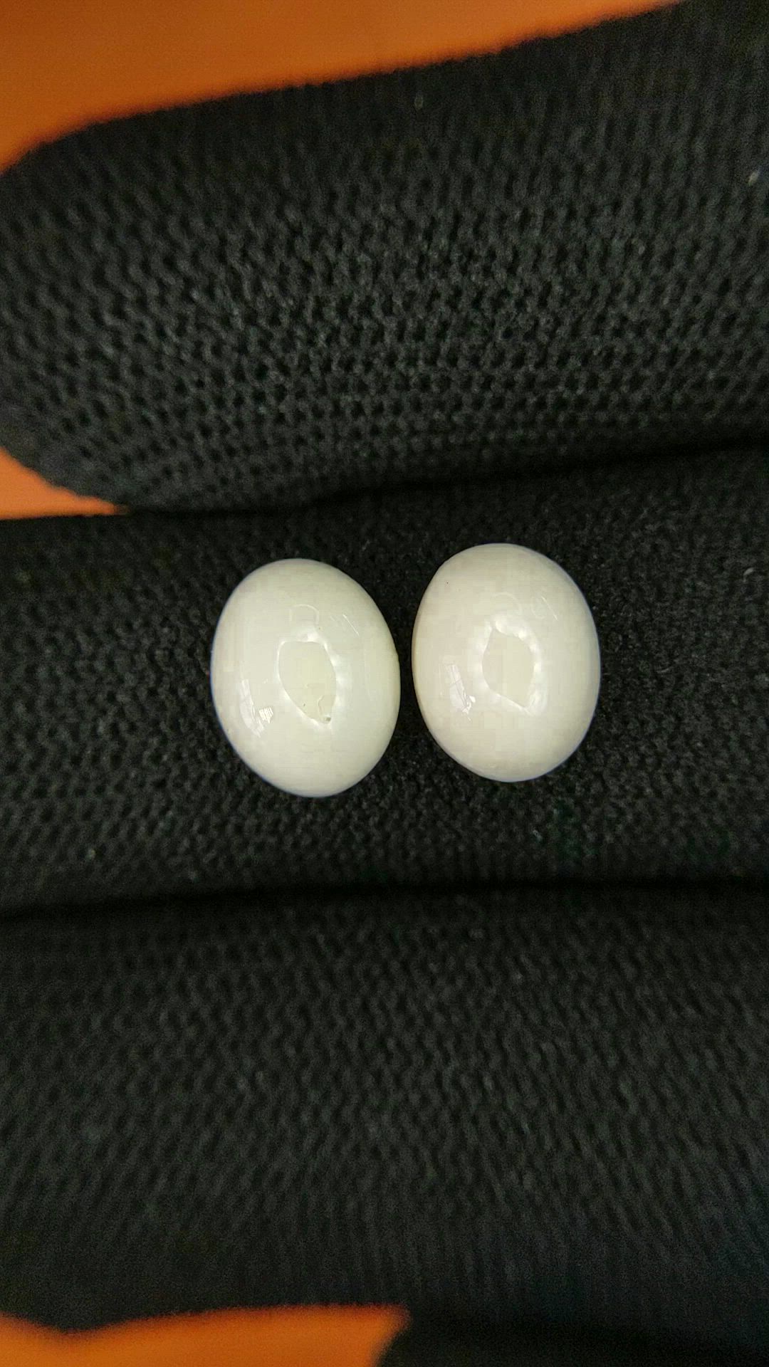 4.28 Ct.Tw.Total Carat Weight Salmon and White Cabochon Coral Pair from Italy Size Video