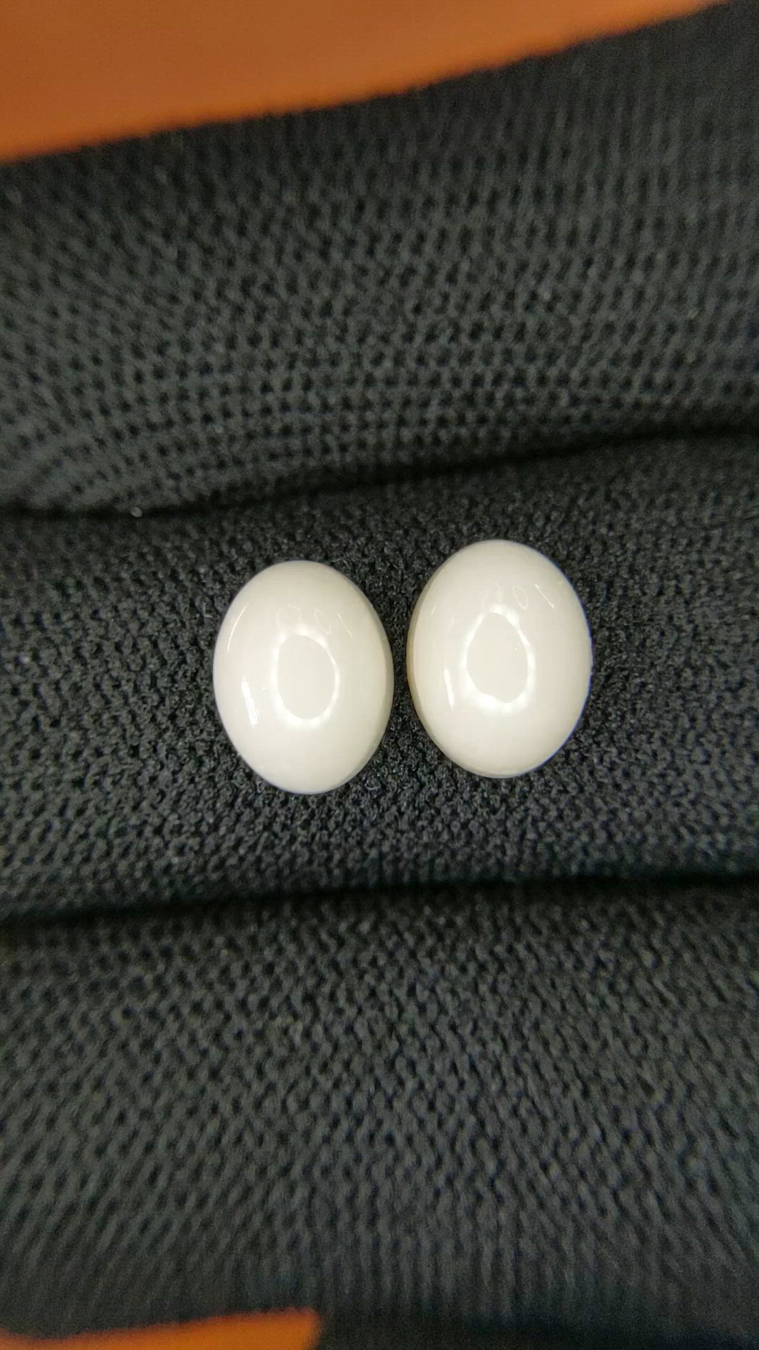 3.94 Ct.Tw.Total Carat Weight Salmon and White Cabochon Coral Pair from Italy Size Video