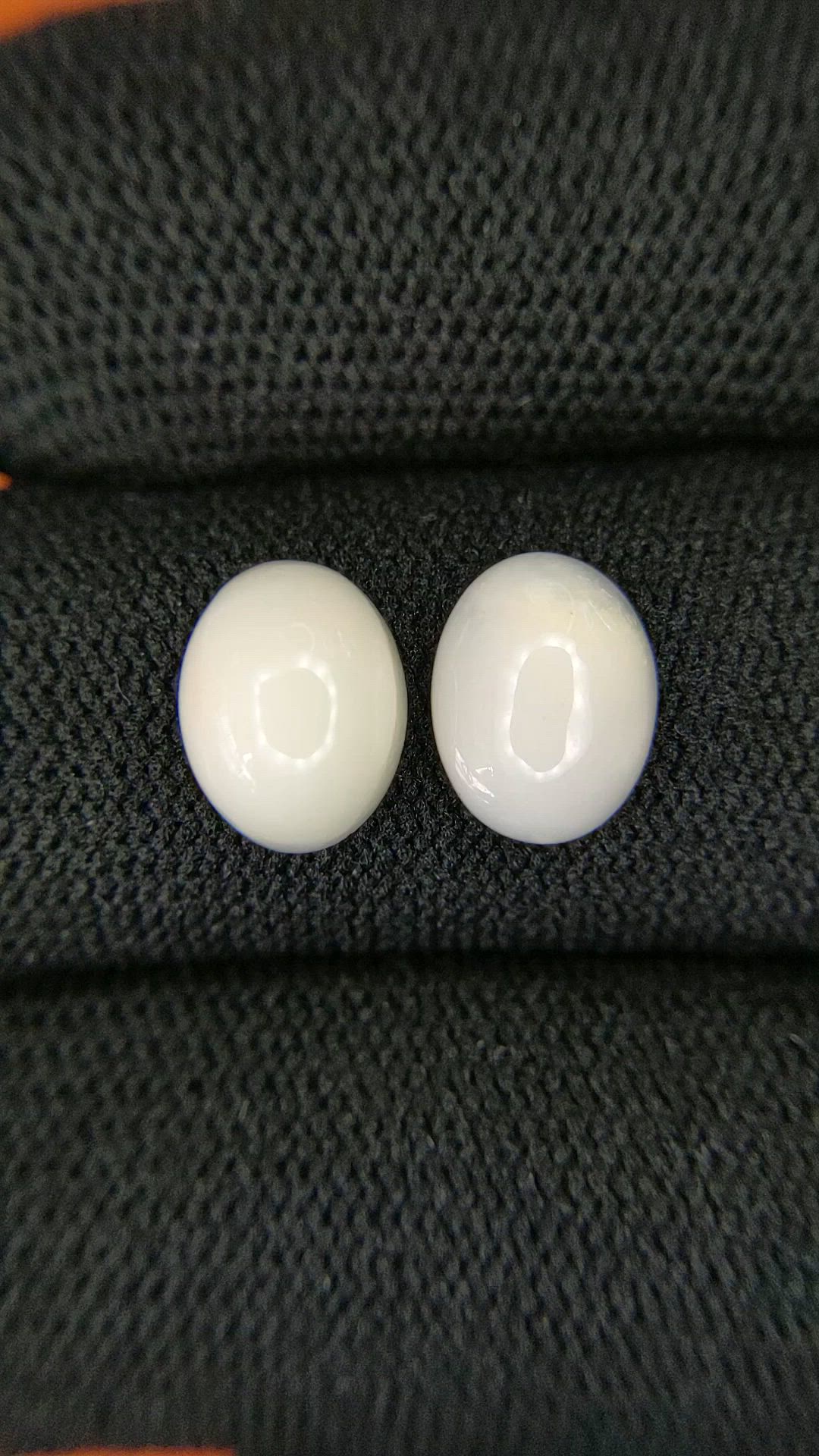 3.06&nbsp;Ct.Tw.Total Carat Weight Salmon and White Cabochon Coral Pair from Italy Size Video