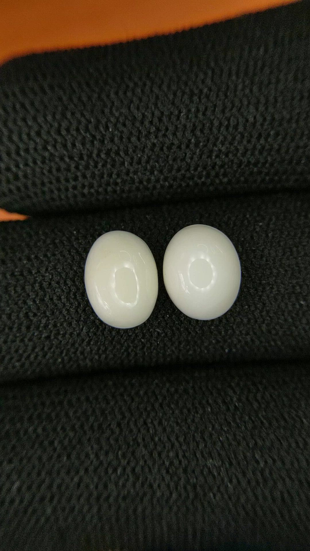 3.91&nbsp;Ct.Tw.Total Carat Weight Salmon and White Cabochon Coral Pair from Italy Size Video