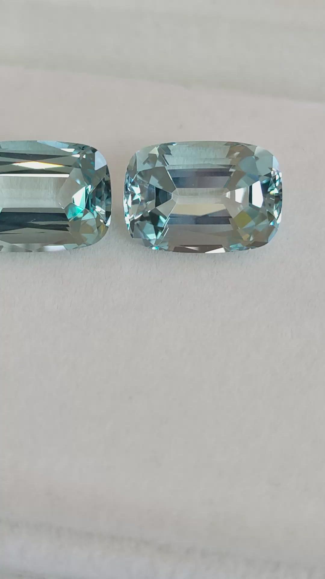 9.22 Ct.Tw.Total Carat Weight Greenish Blue Aquamarine Pair from Brazil Size Video
