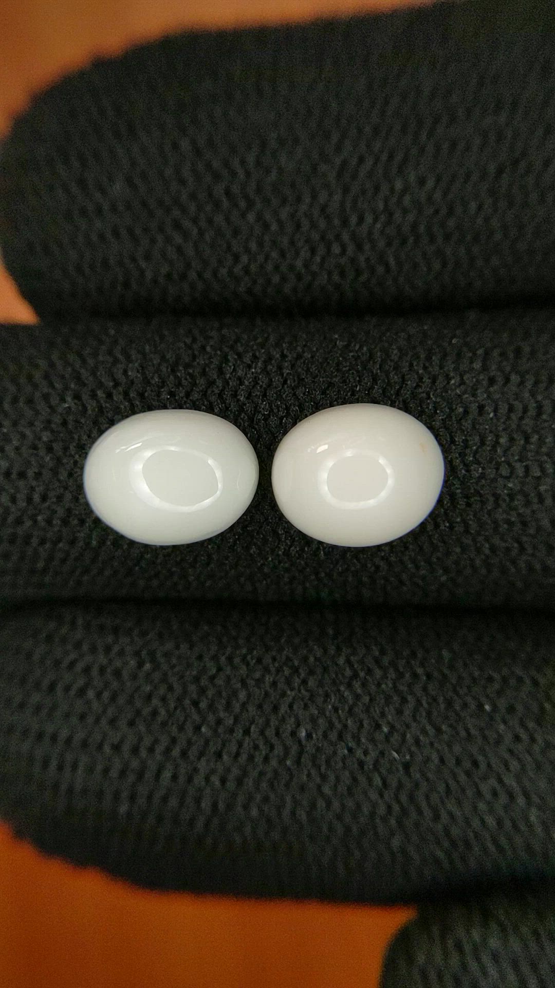 4.35 Ct.Tw.Total Carat Weight Salmon and White Cabochon Coral Pair from Italy Size Video