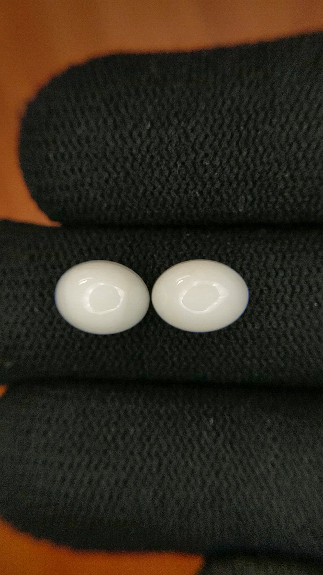 4.42 Ct.Tw.Total Carat Weight Salmon and White Cabochon Coral Pair from Italy Size Video