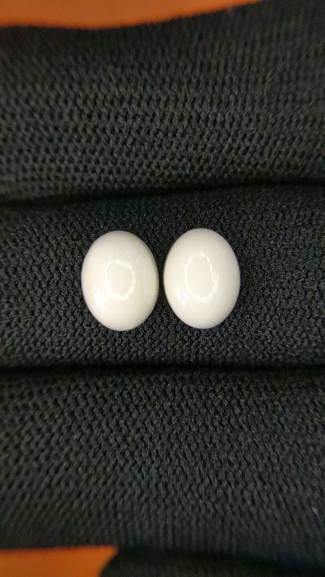 3.70 Ct.Tw.Total Carat Weight Salmon and White Cabochon Coral Pair from Italy Size Video