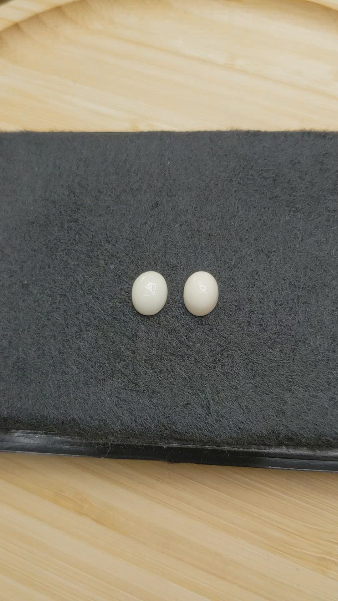 4.19 Ct.Tw.Total Carat Weight Salmon and White Cabochon Coral Pair from Italy Size Video