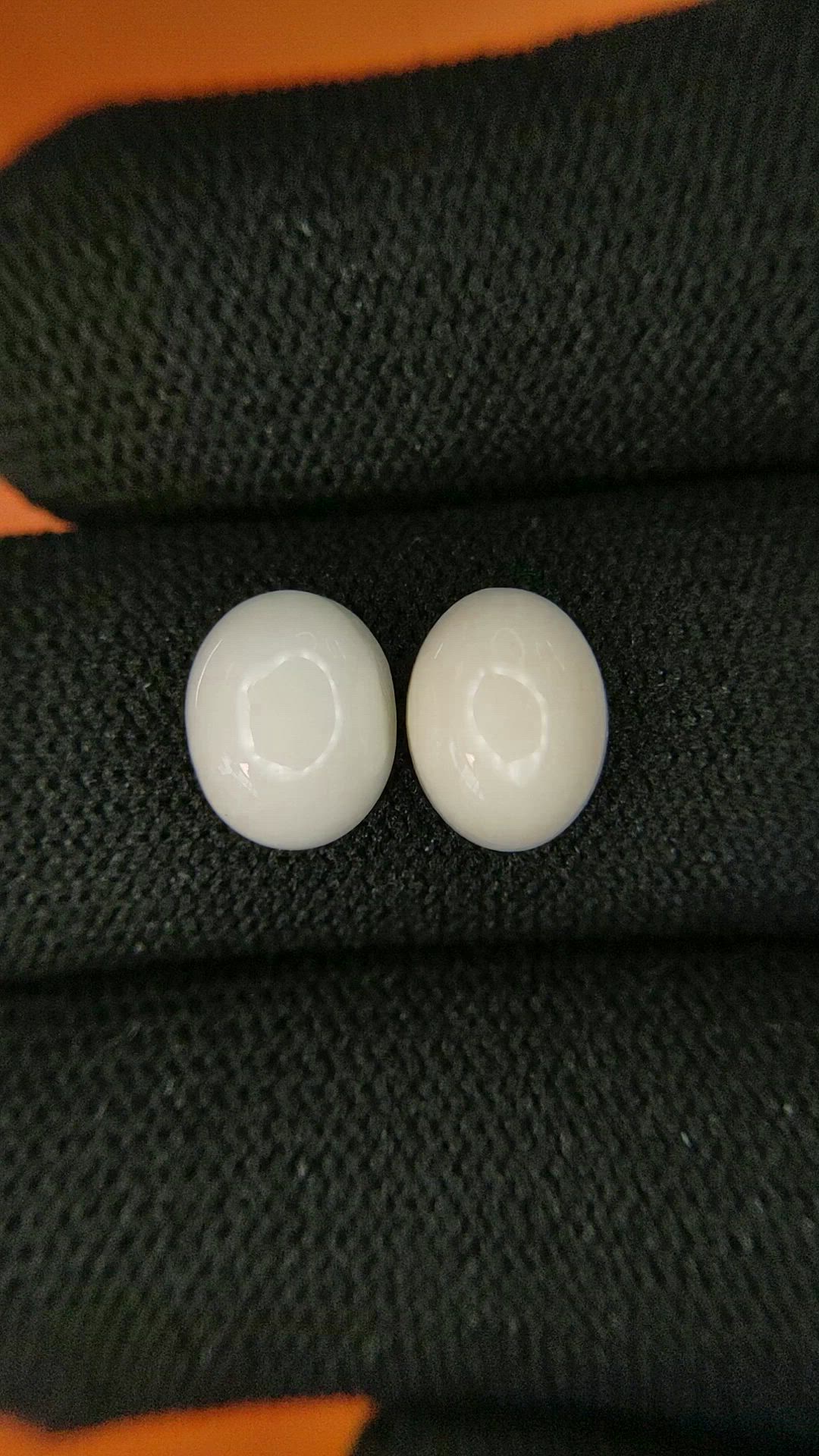 4.19 Ct.Tw.Total Carat Weight Salmon and White Cabochon Coral Pair from Italy Size Video
