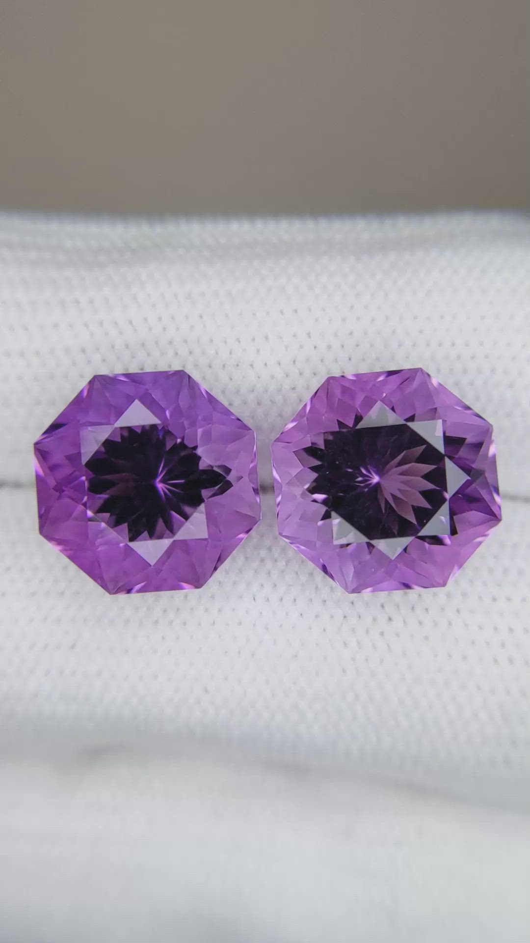 13.55 Ct.Tw.Total Carat Weight Purple Amethyst Pair from Brazil Size Video
