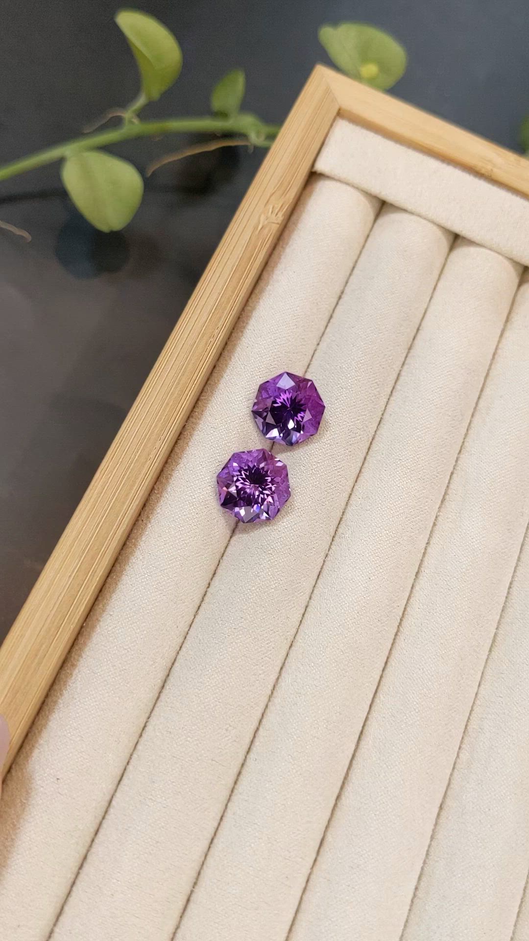 13.55&nbsp;Ct.Tw.Total Carat Weight Purple Amethyst Pair from Brazil Size Video