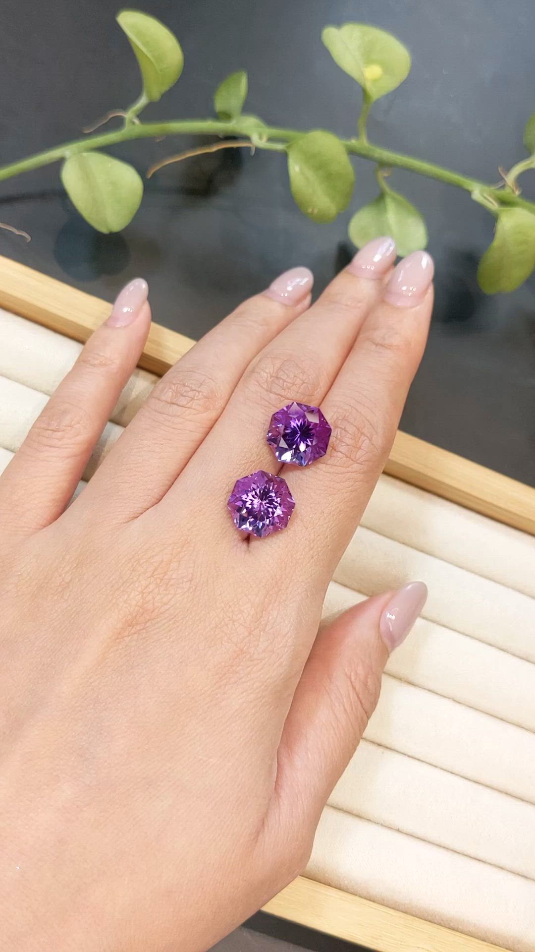 13.55&nbsp;Ct.Tw.Total Carat Weight Purple Amethyst Pair from Brazil Size Video