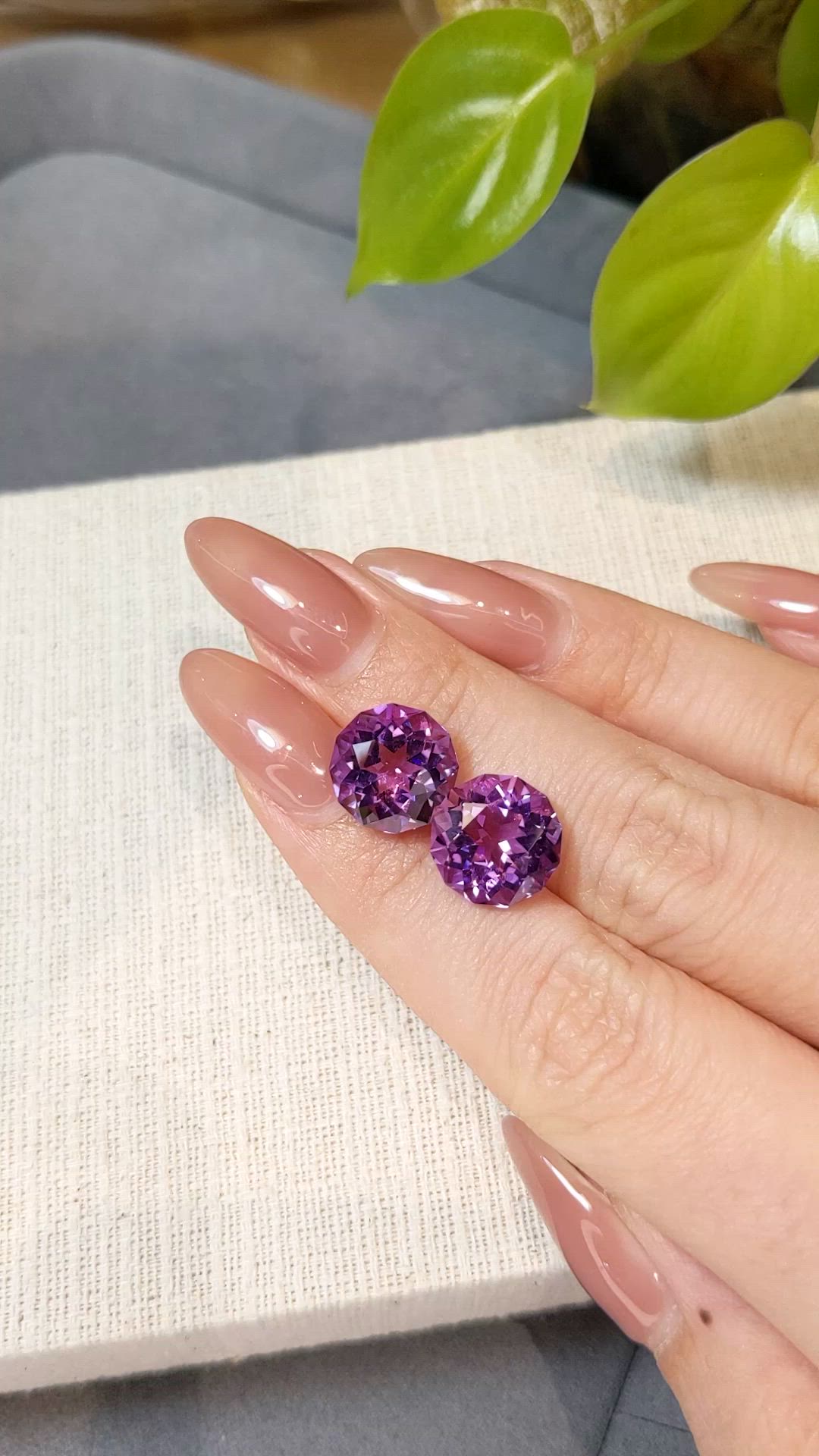 11.60&nbsp;Ct.Tw.Total Carat Weight Purple Amethyst Pair from Brazil Size Video